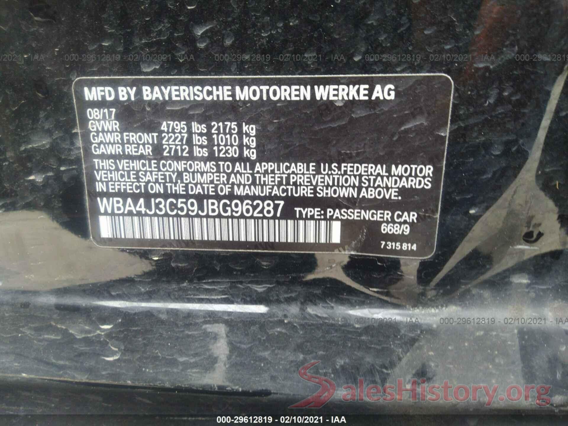 WBA4J3C59JBG96287 2018 BMW 4 SERIES