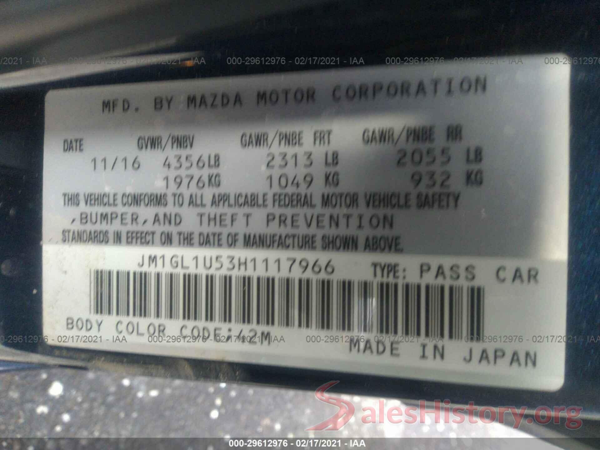 JM1GL1U53H1117966 2017 MAZDA MAZDA6