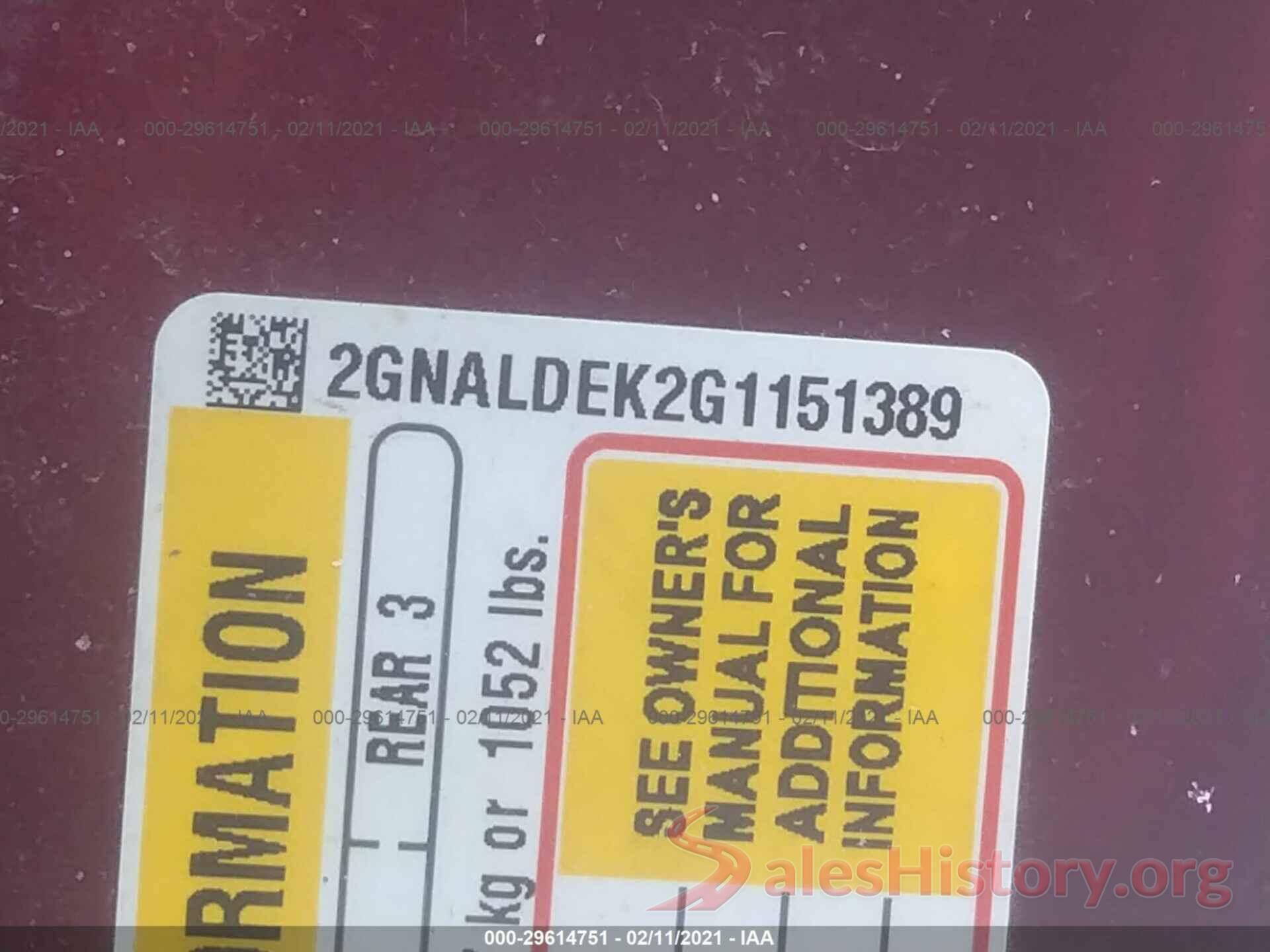 2GNALDEK2G1151389 2016 CHEVROLET EQUINOX