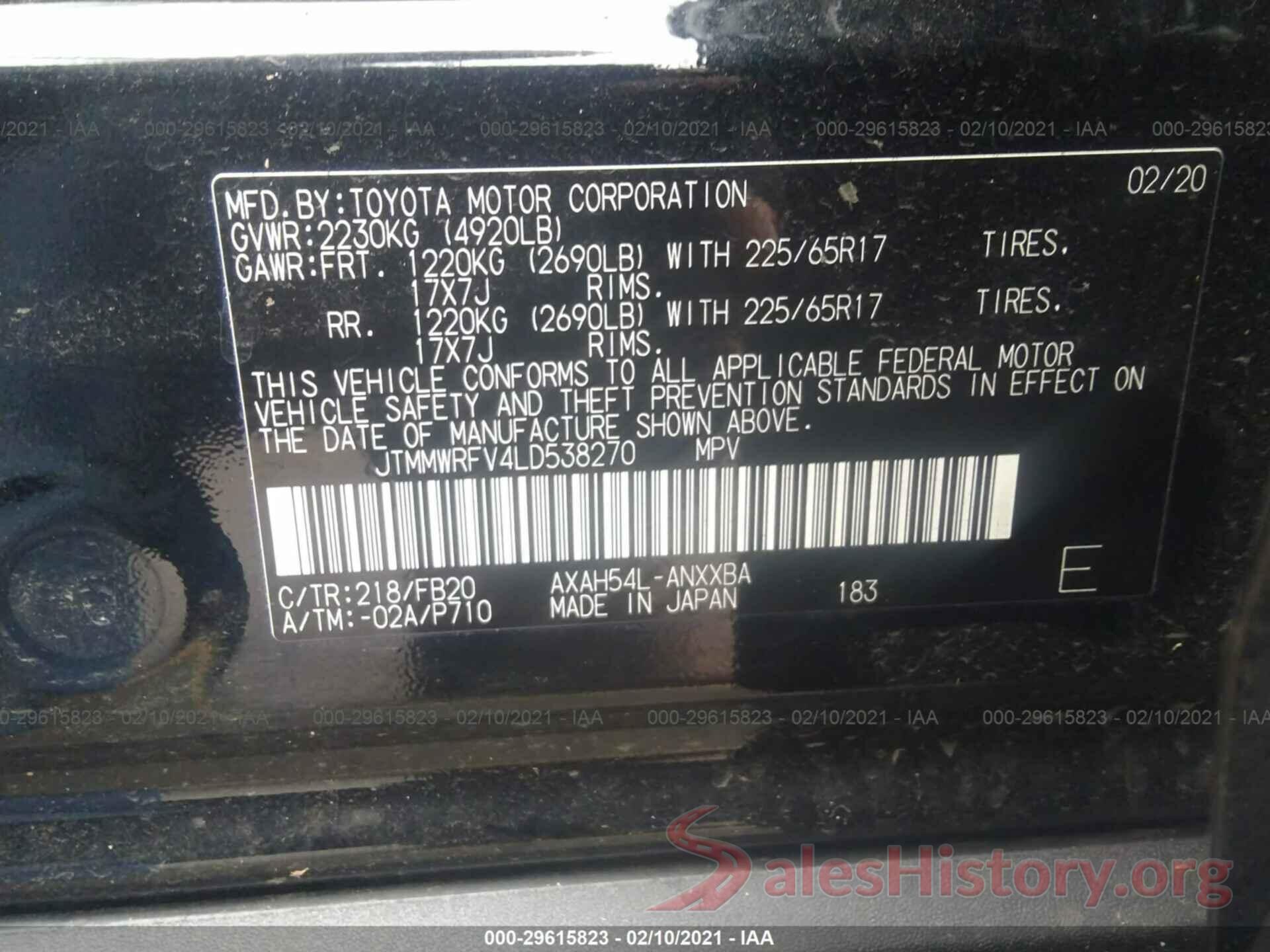 JTMMWRFV4LD538270 2020 TOYOTA RAV4