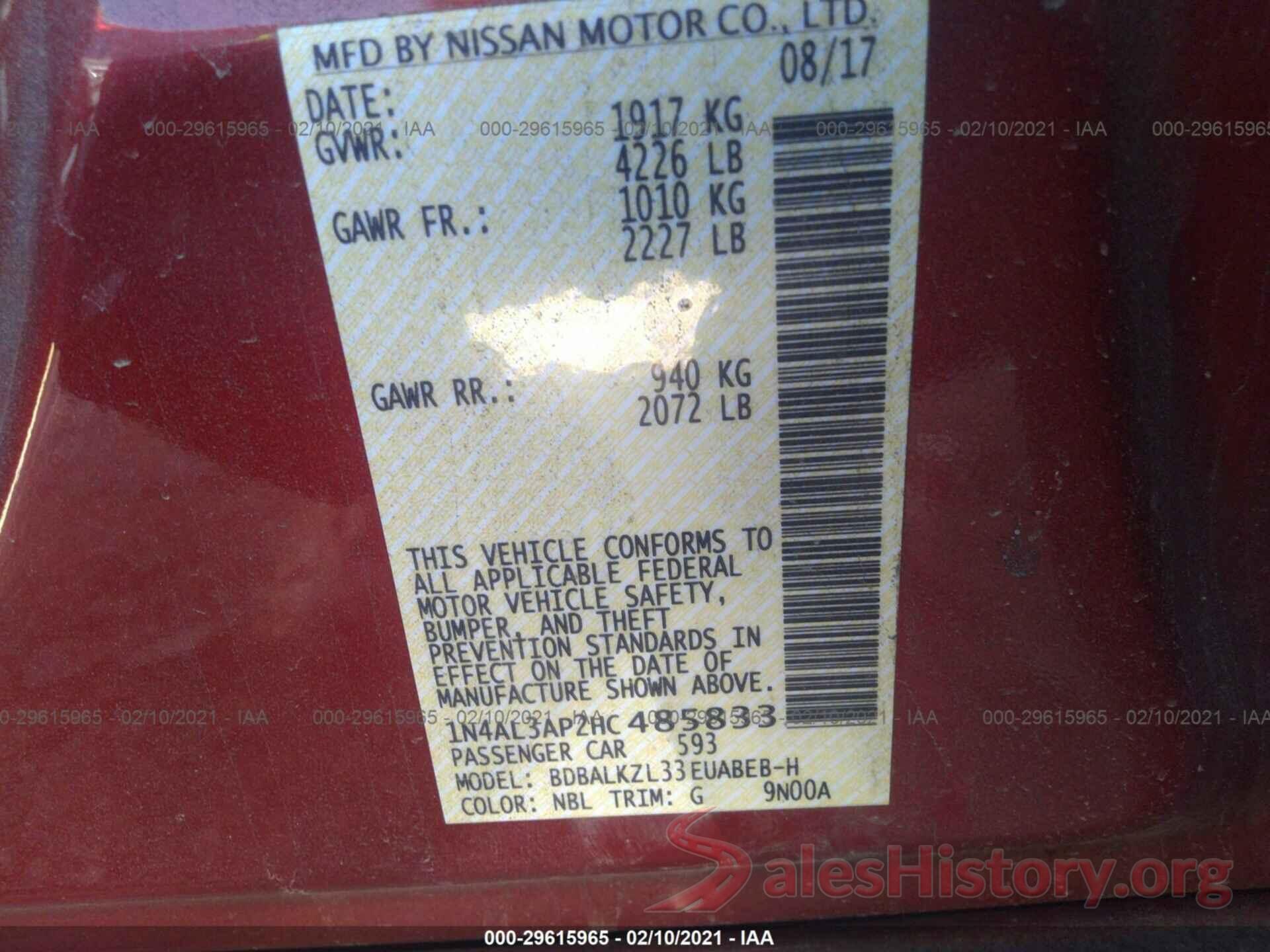 1N4AL3AP2HC485833 2017 NISSAN ALTIMA