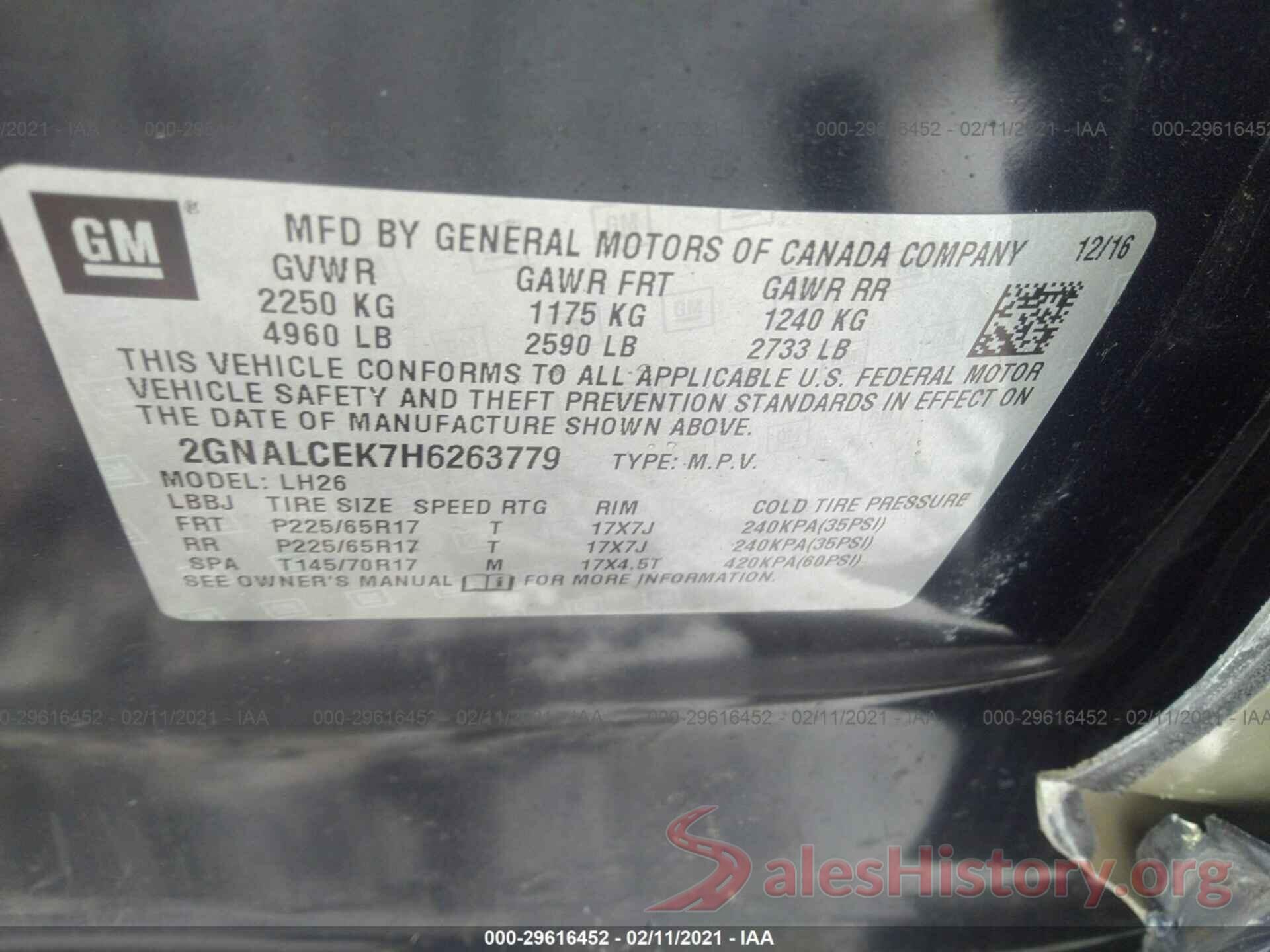 2GNALCEK7H6263779 2017 CHEVROLET EQUINOX