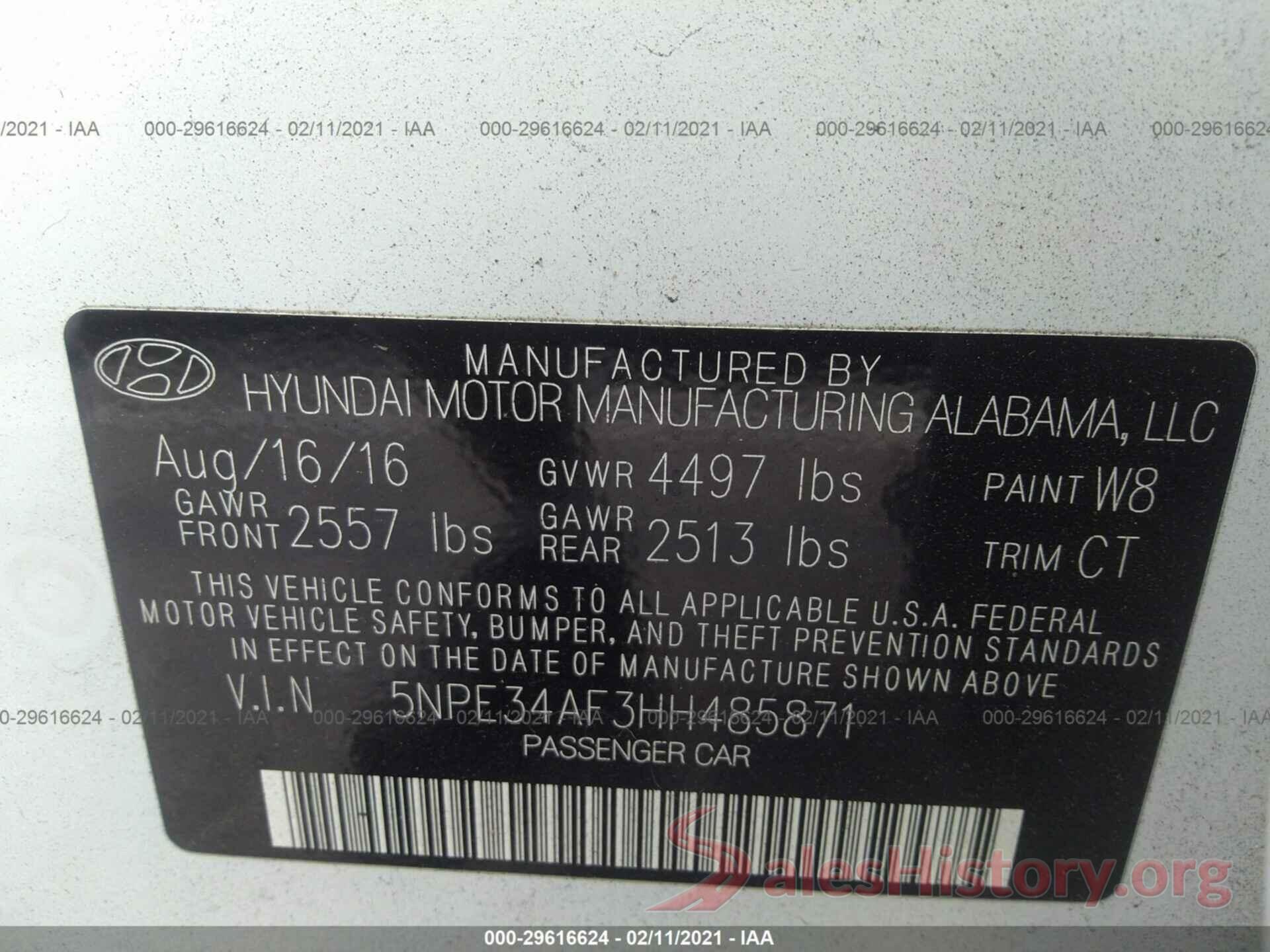 5NPE34AF3HH485871 2017 HYUNDAI SONATA