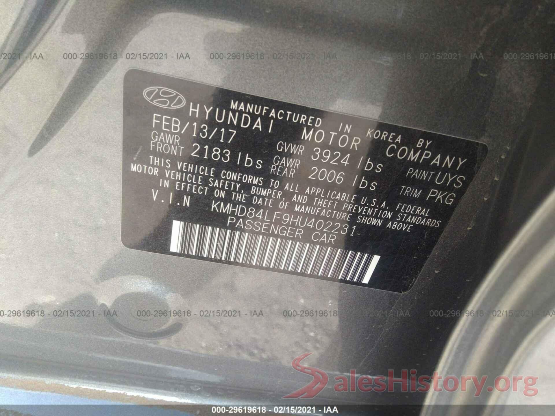 KMHD84LF9HU402231 2017 HYUNDAI ELANTRA