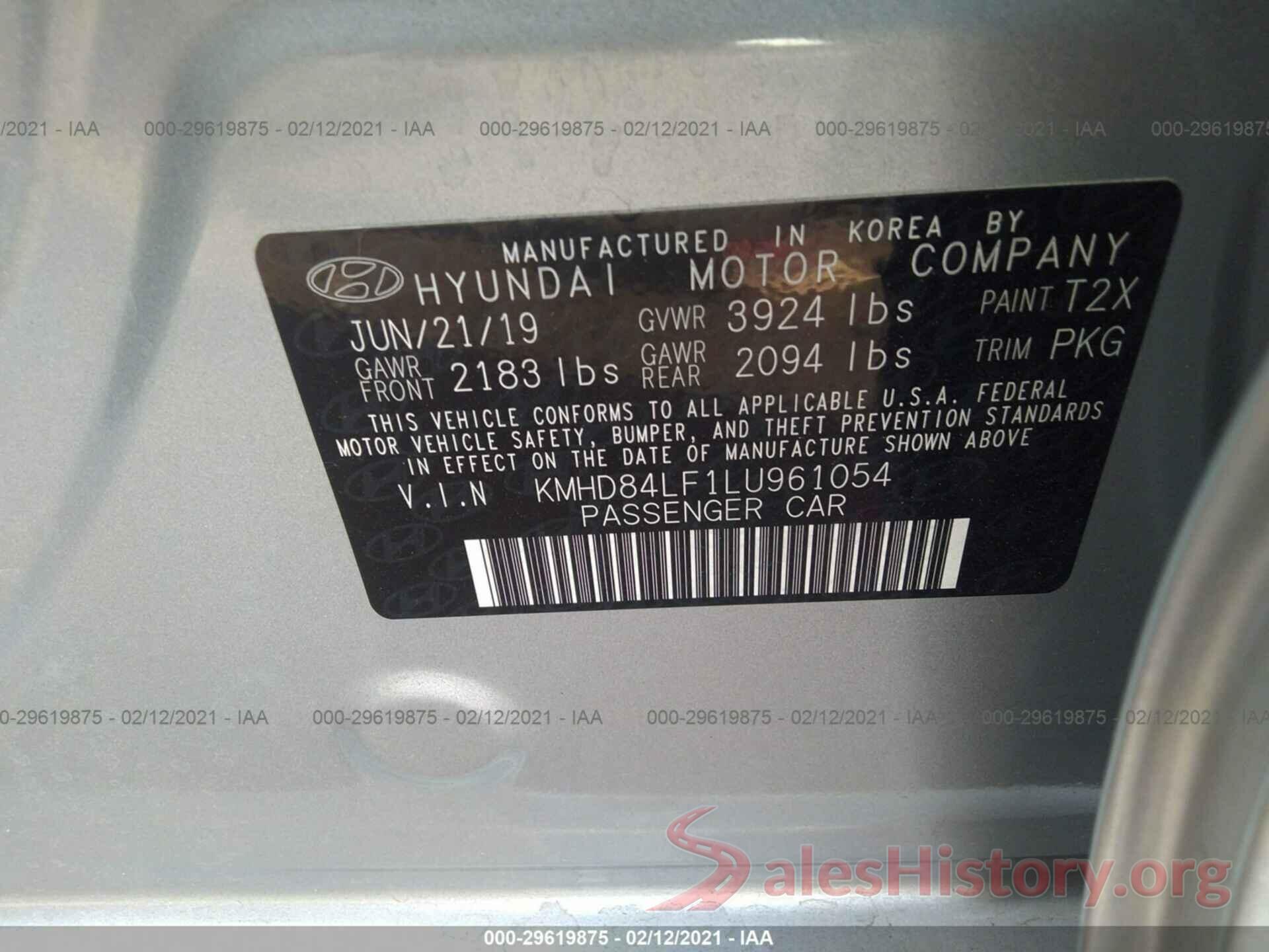 KMHD84LF1LU961054 2020 HYUNDAI ELANTRA