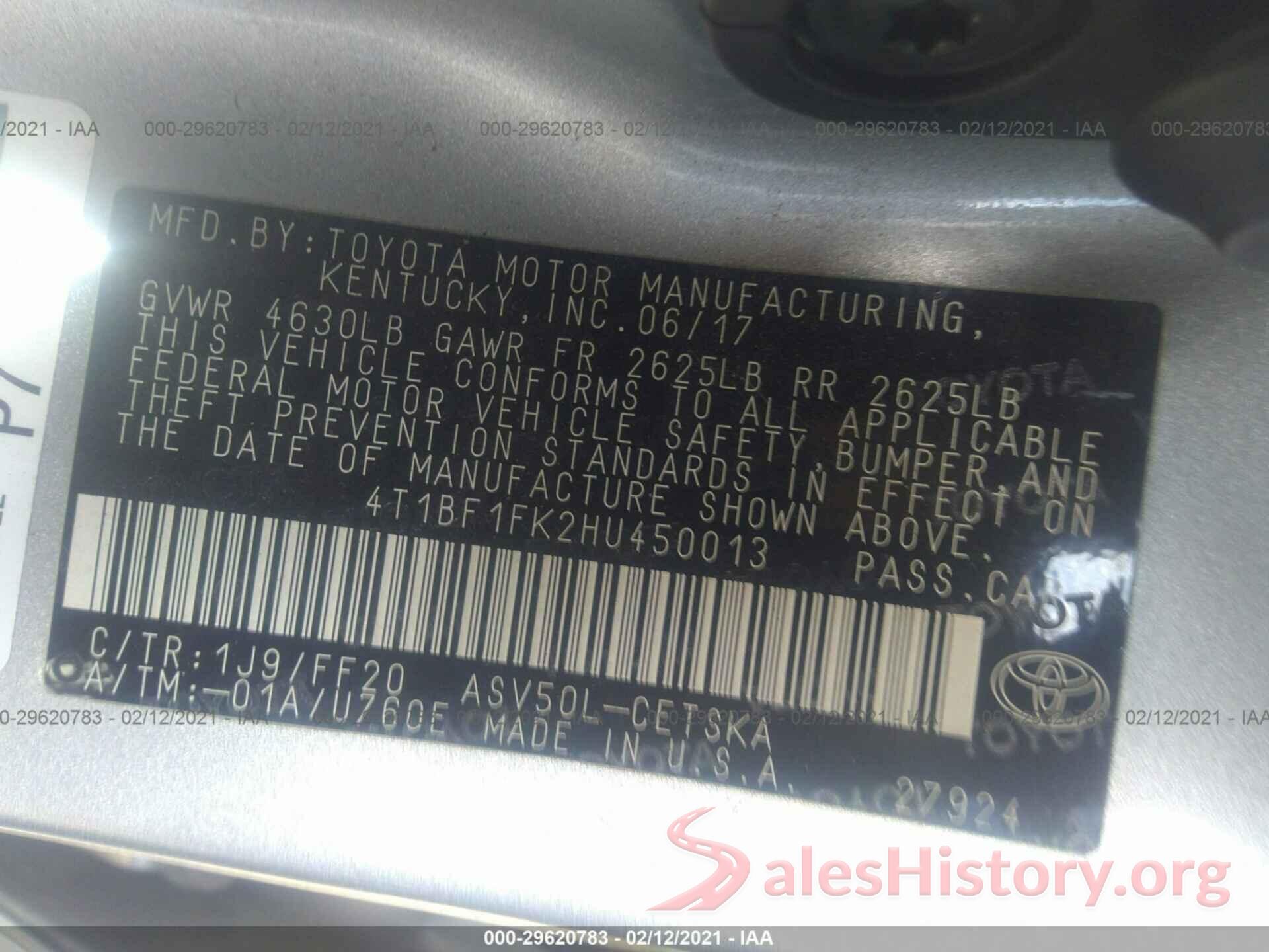 4T1BF1FK2HU450013 2017 TOYOTA CAMRY