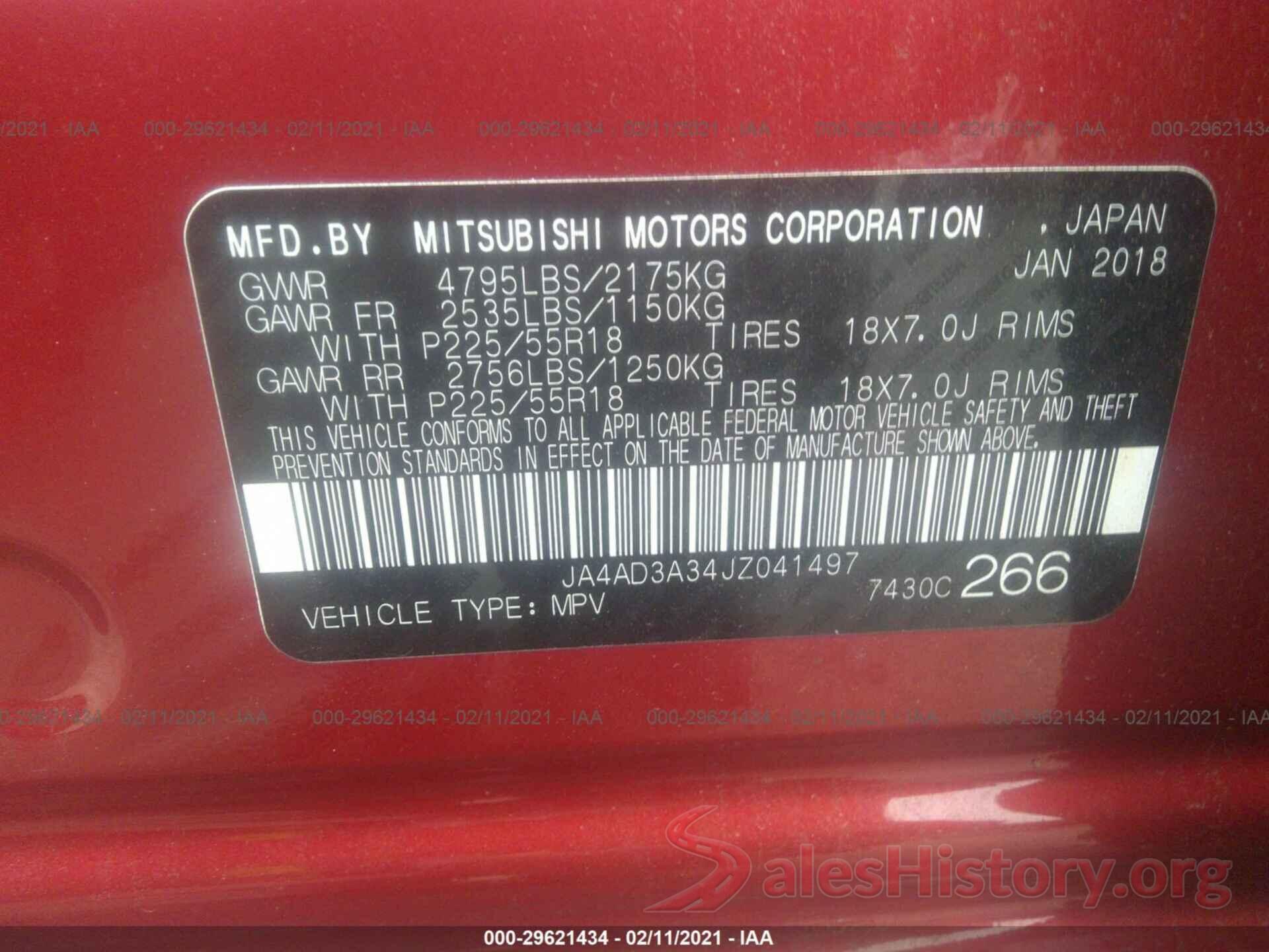 JA4AD3A34JZ041497 2018 MITSUBISHI OUTLANDER