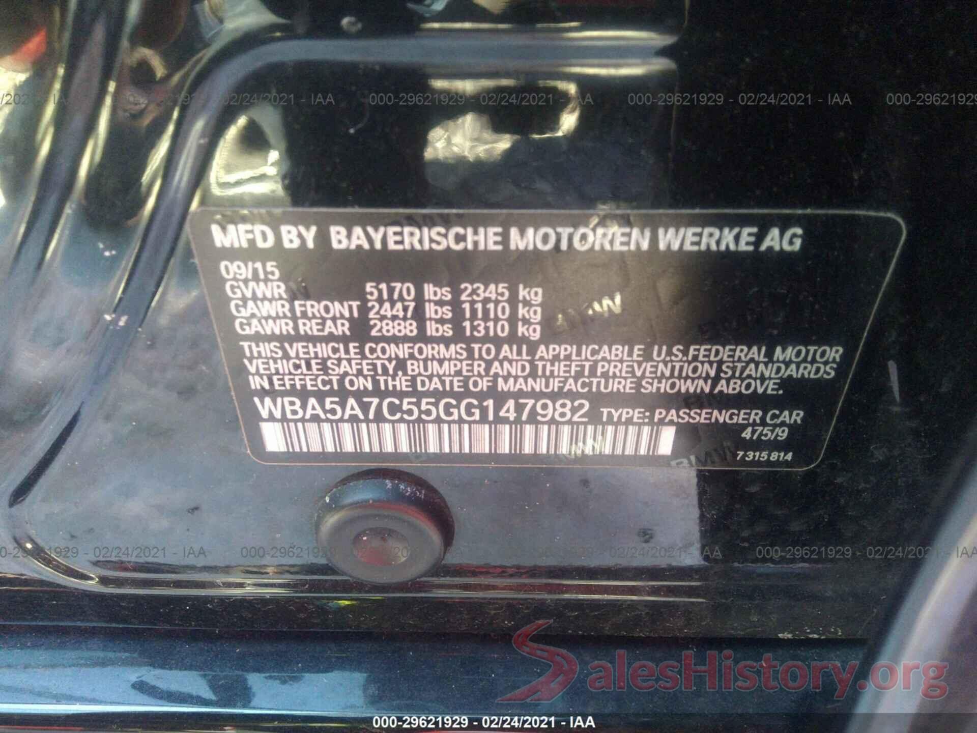 WBA5A7C55GG147982 2016 BMW 5 SERIES