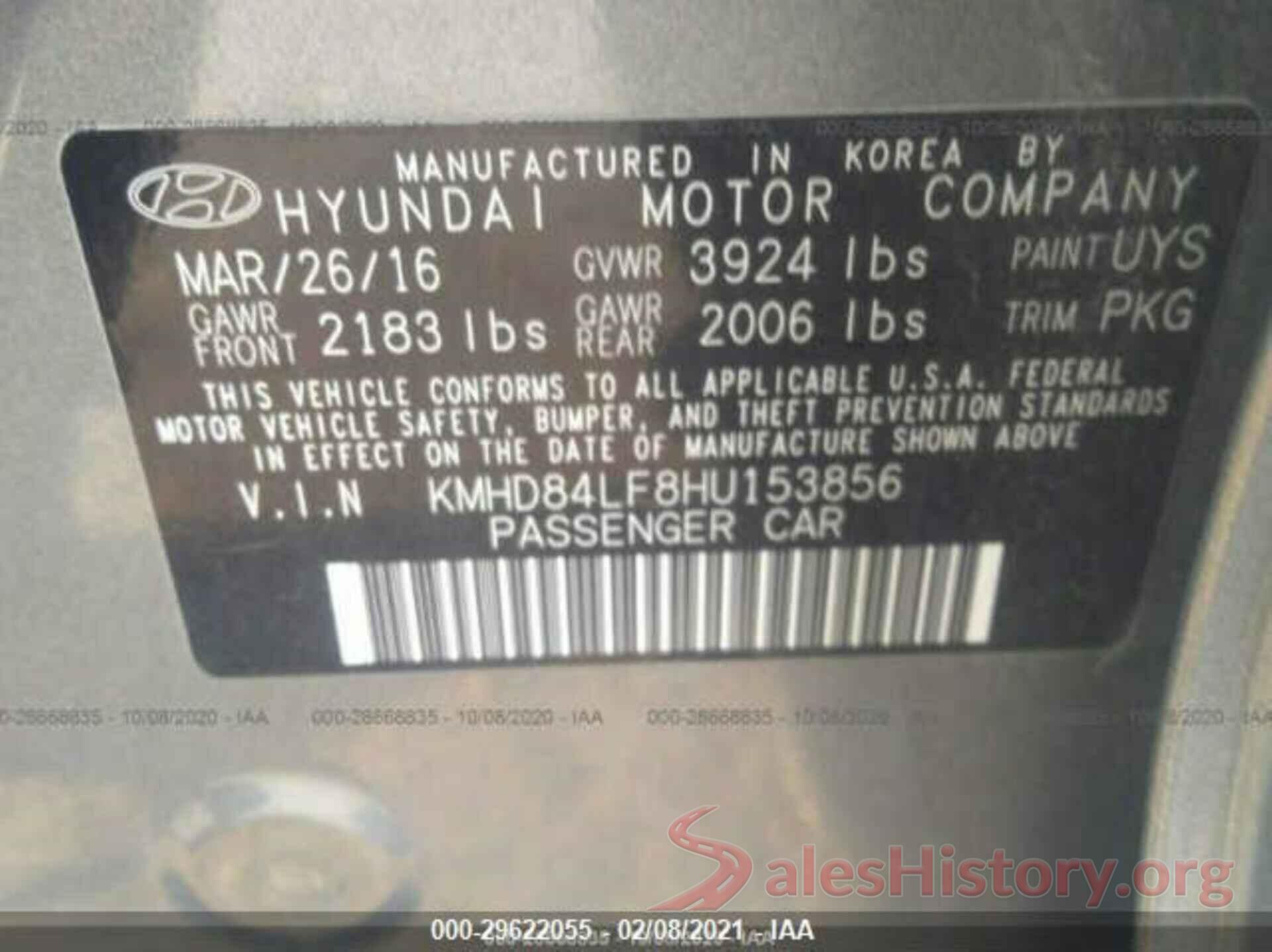 KMHD84LF8HU153856 2017 HYUNDAI ELANTRA