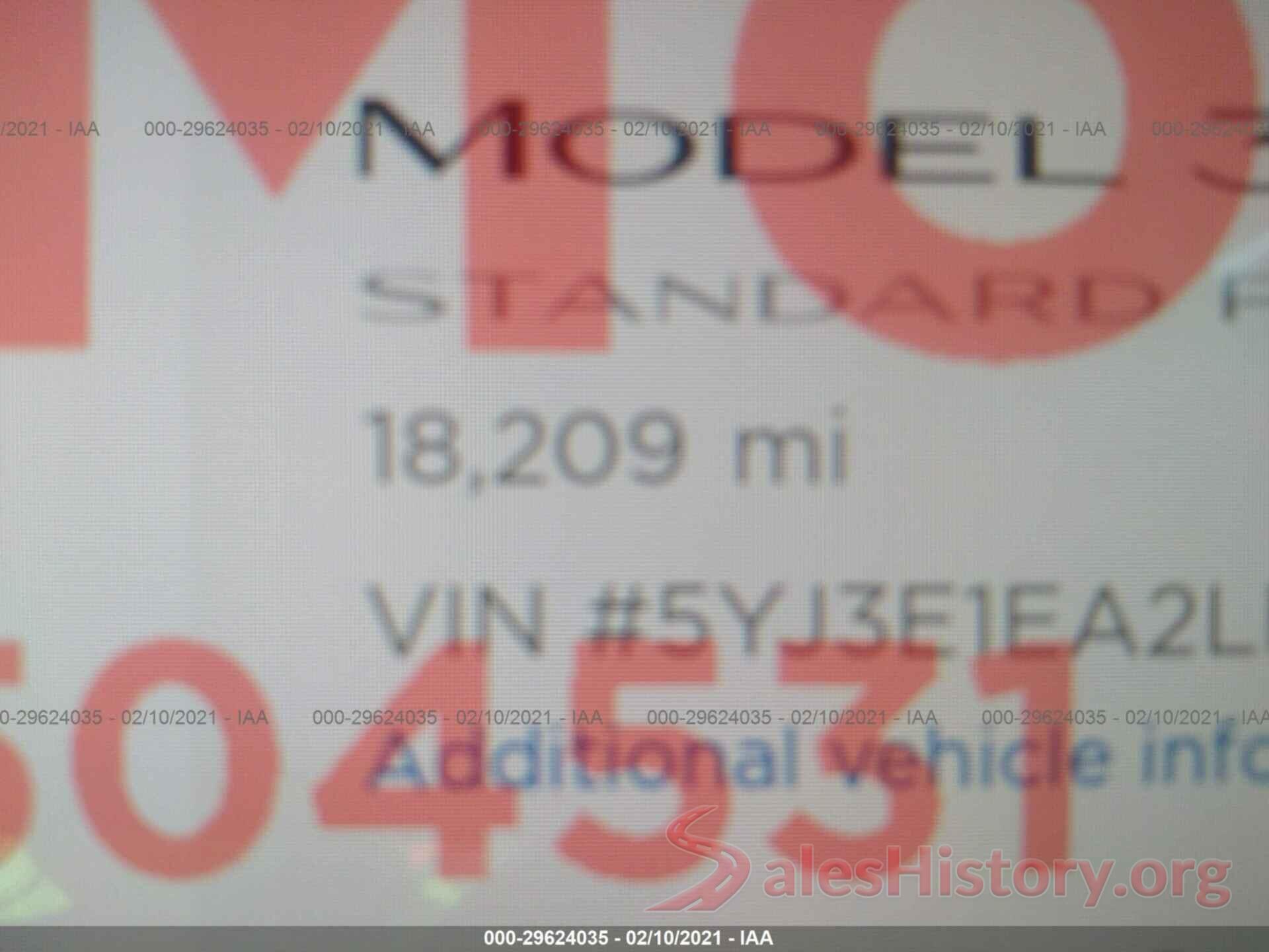 5YJ3E1EA2LF504531 2020 TESLA MODEL 3