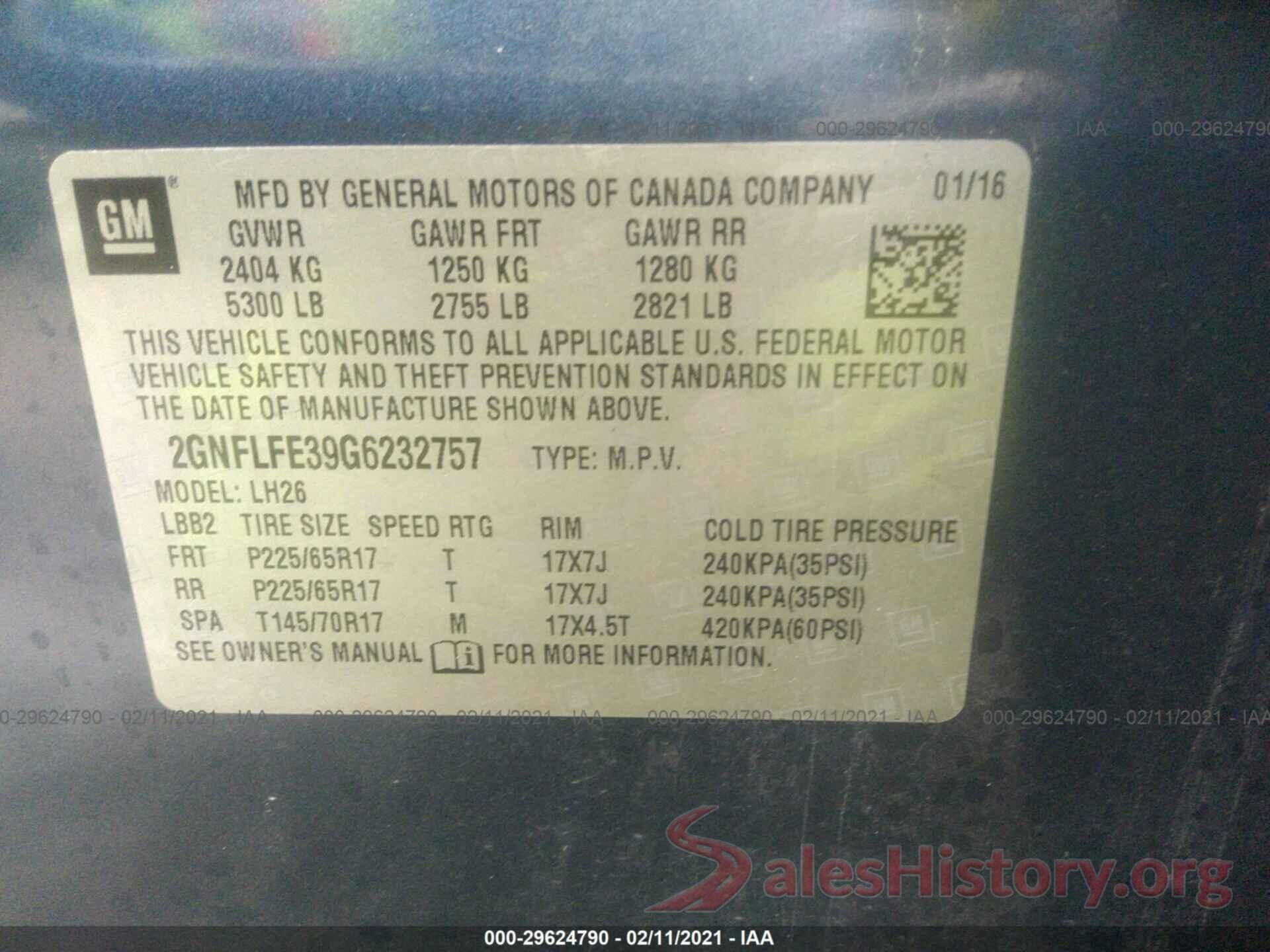 2GNFLFE39G6232757 2016 CHEVROLET EQUINOX