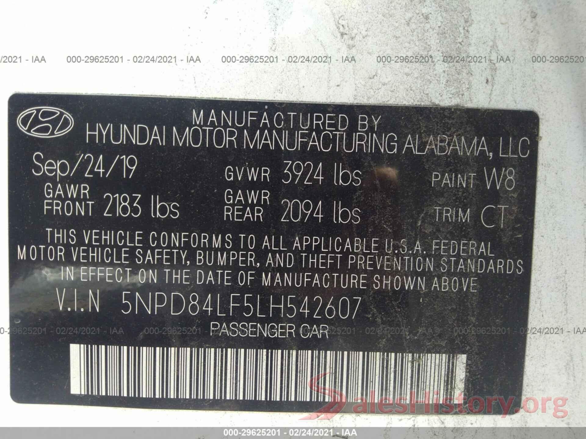 5NPD84LF5LH542607 2020 HYUNDAI ELANTRA