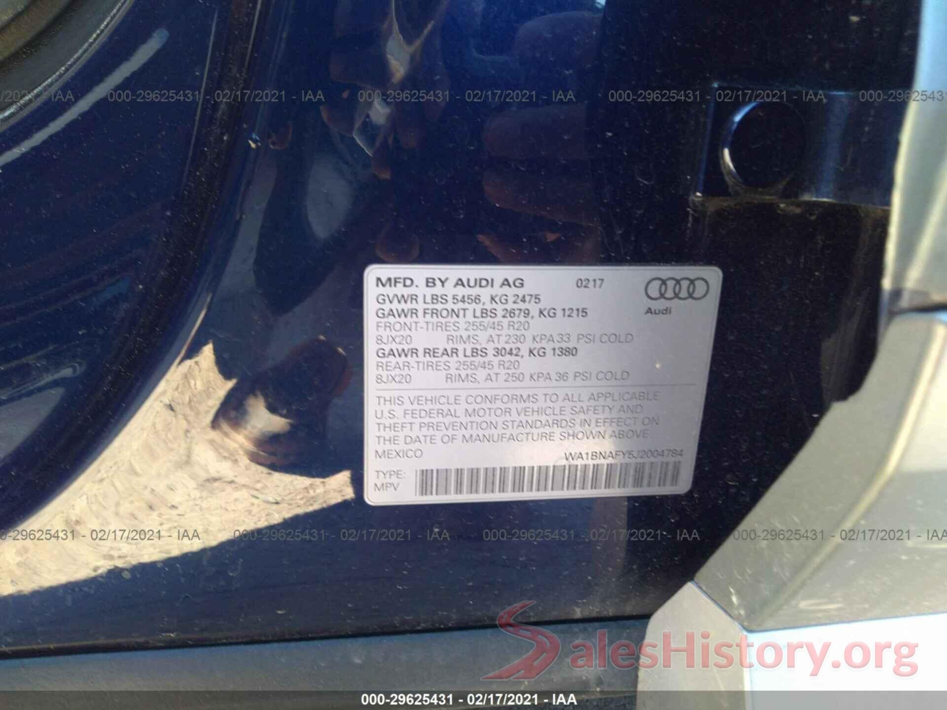 WA1BNAFY5J2004784 2018 AUDI Q5