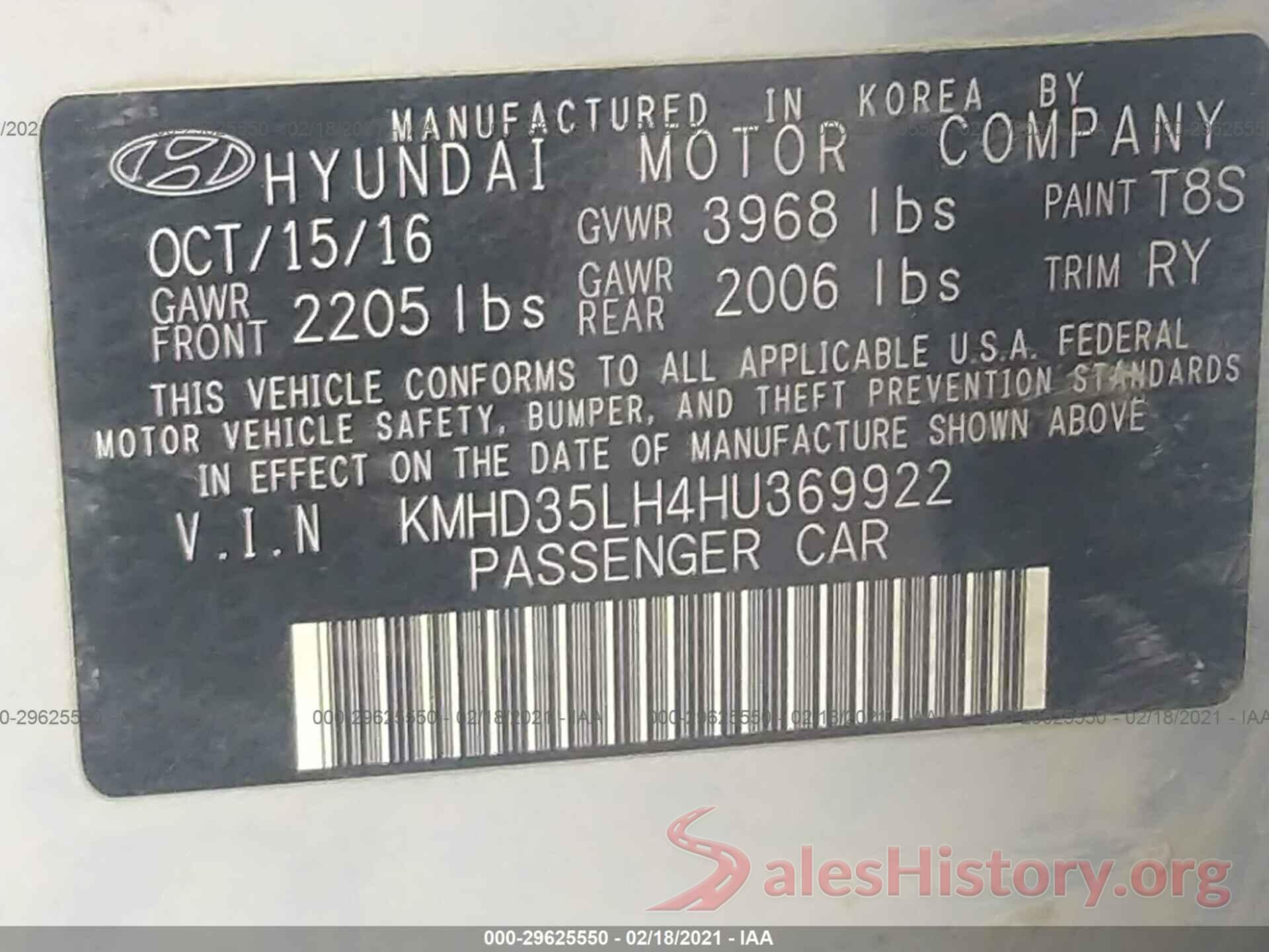 KMHD35LH4HU369922 2017 HYUNDAI ELANTRA GT