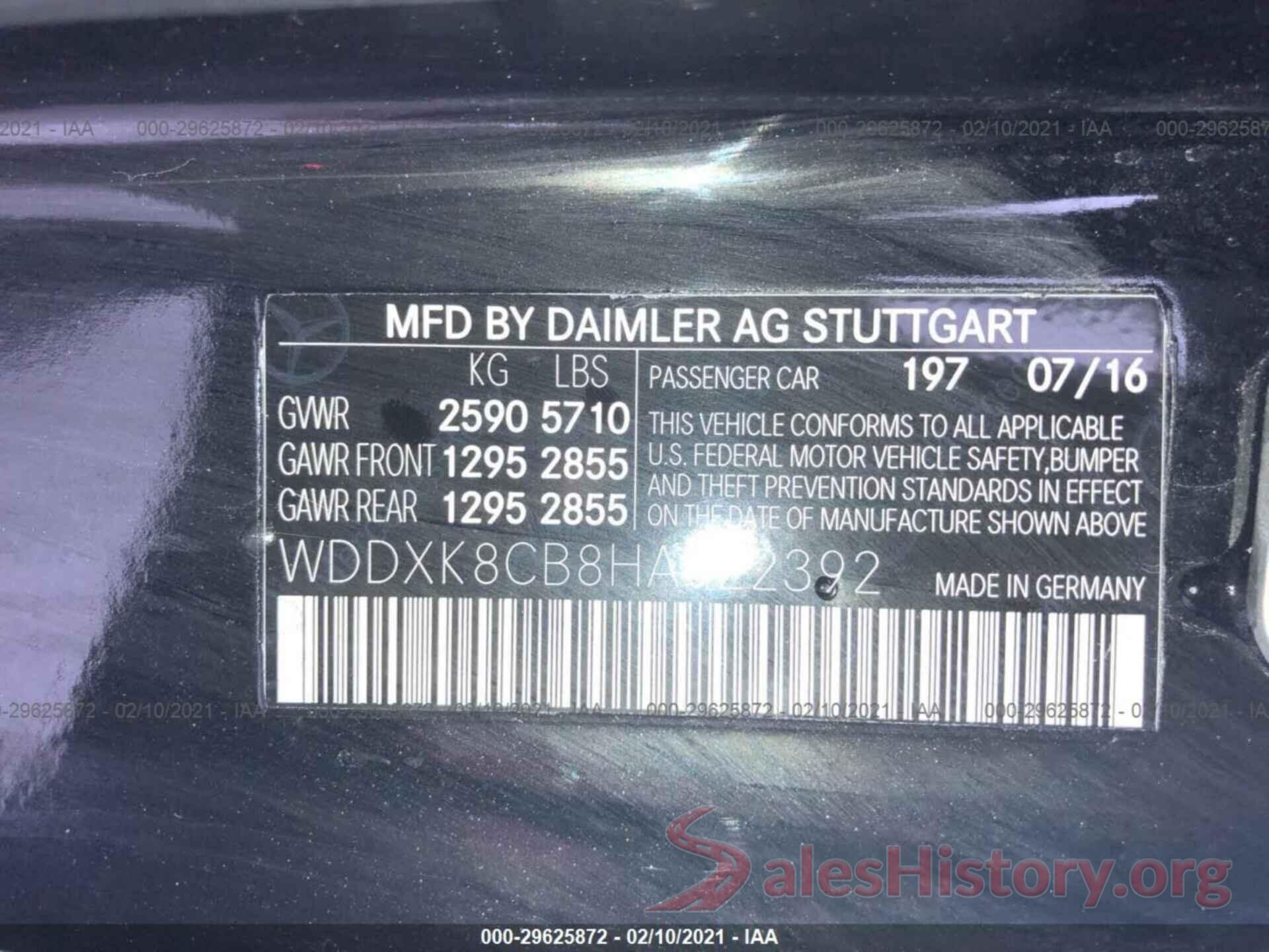 WDDXK8CB8HA022392 2017 MERCEDES-BENZ S-CLASS