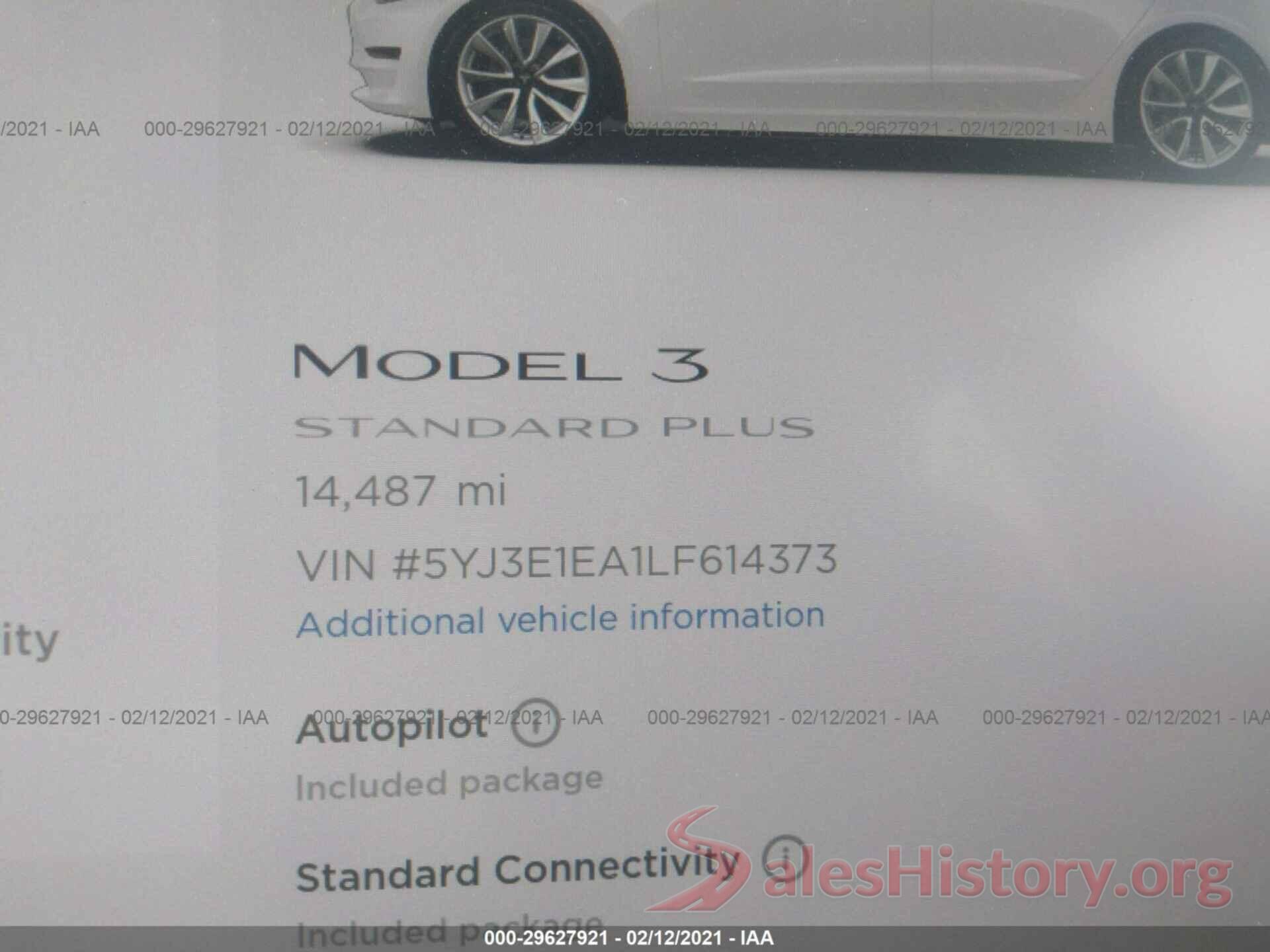 5YJ3E1EA1LF614373 2020 TESLA MODEL 3