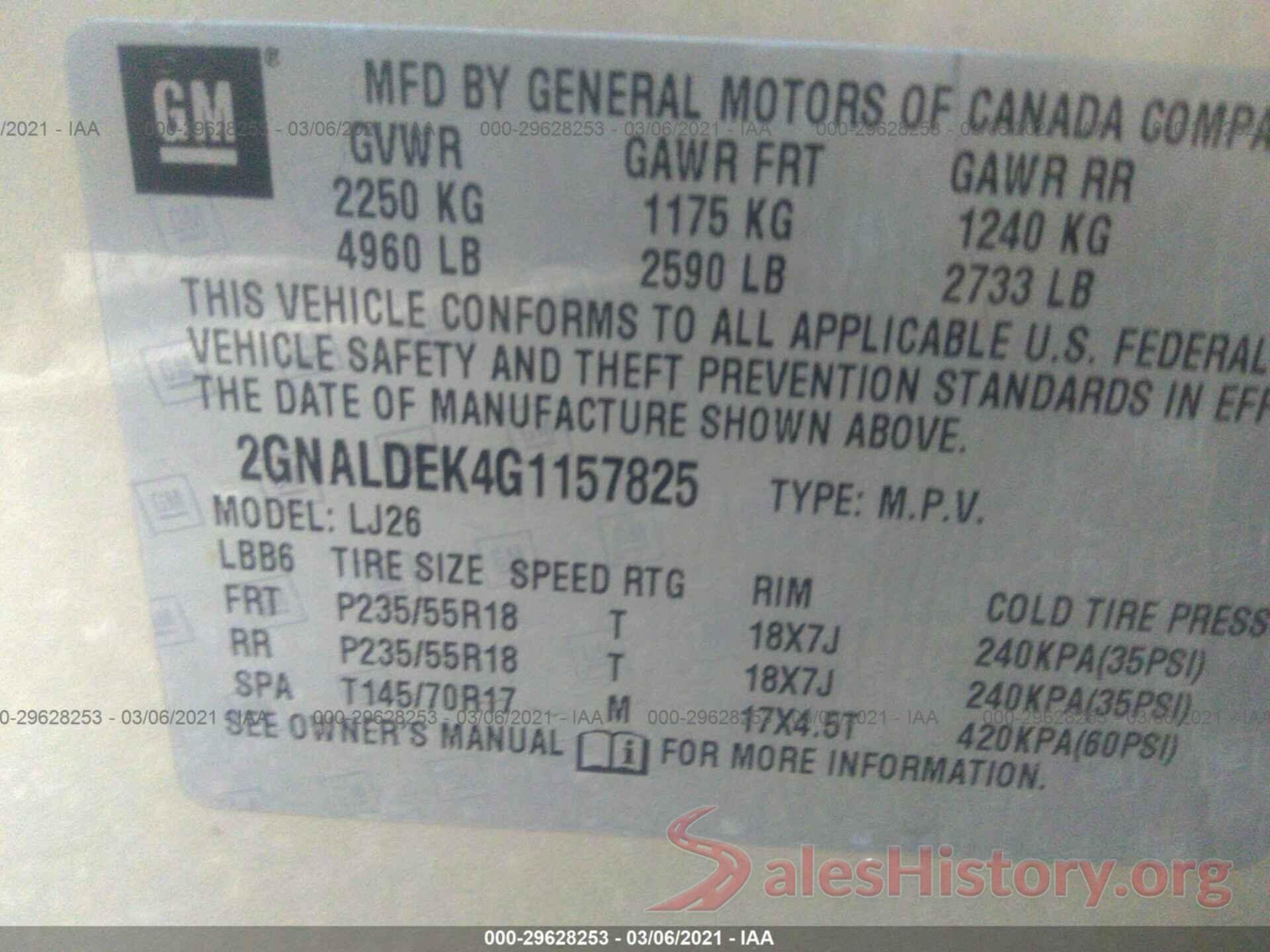 2GNALDEK4G1157825 2016 CHEVROLET EQUINOX