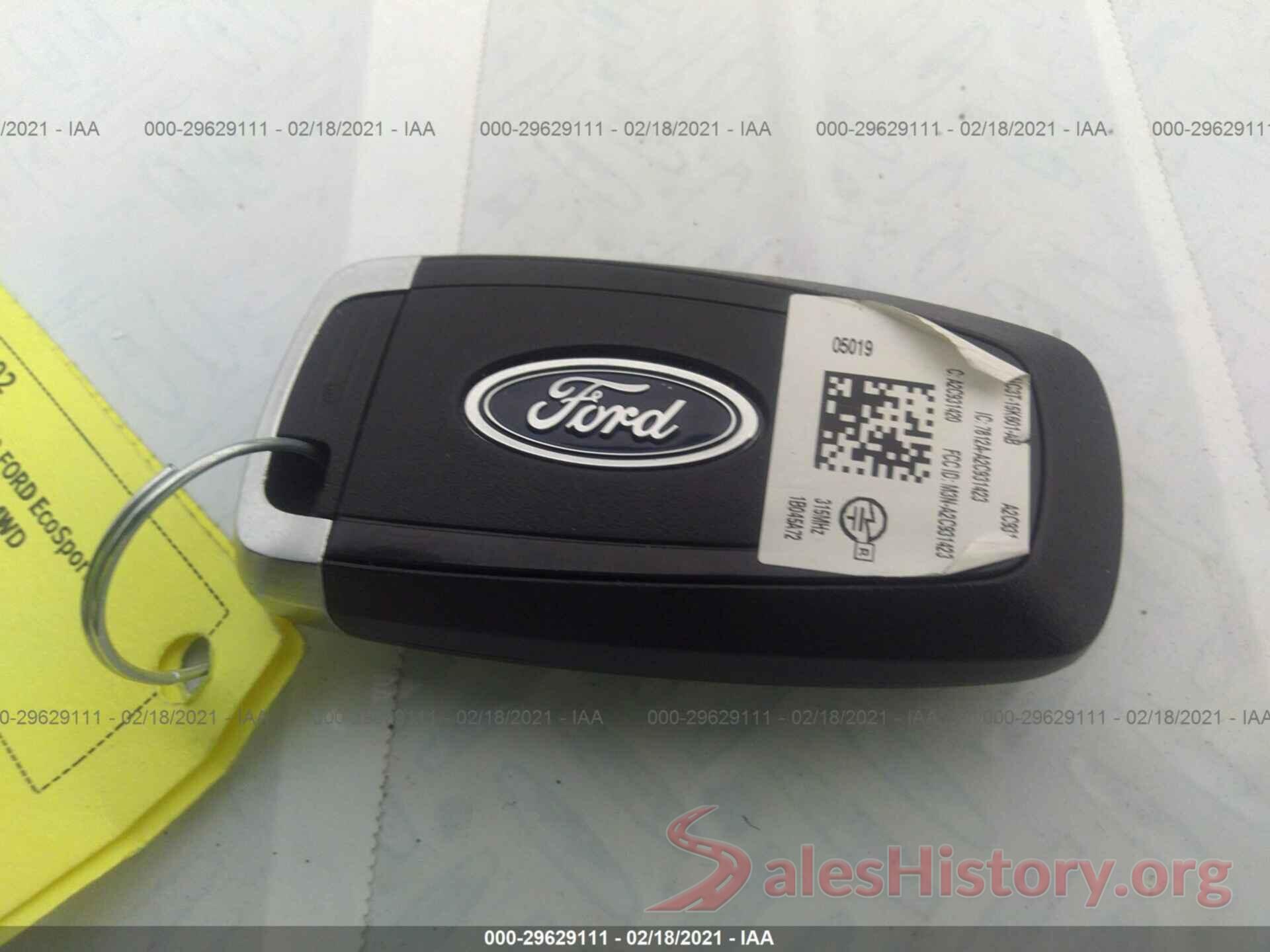 MAJ6S3KL4KC307689 2019 FORD ECOSPORT