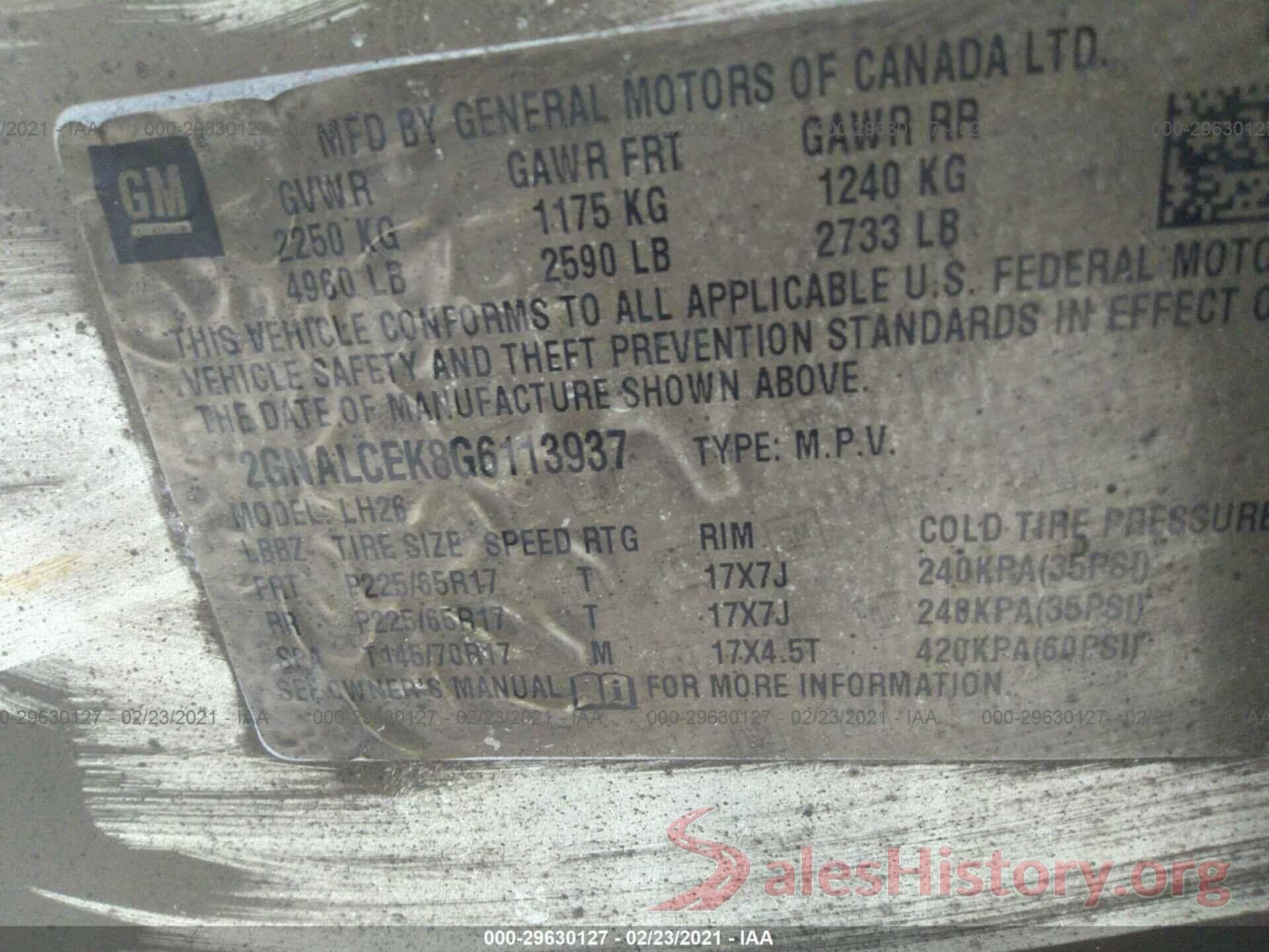 2GNALCEK8G6113937 2016 CHEVROLET EQUINOX