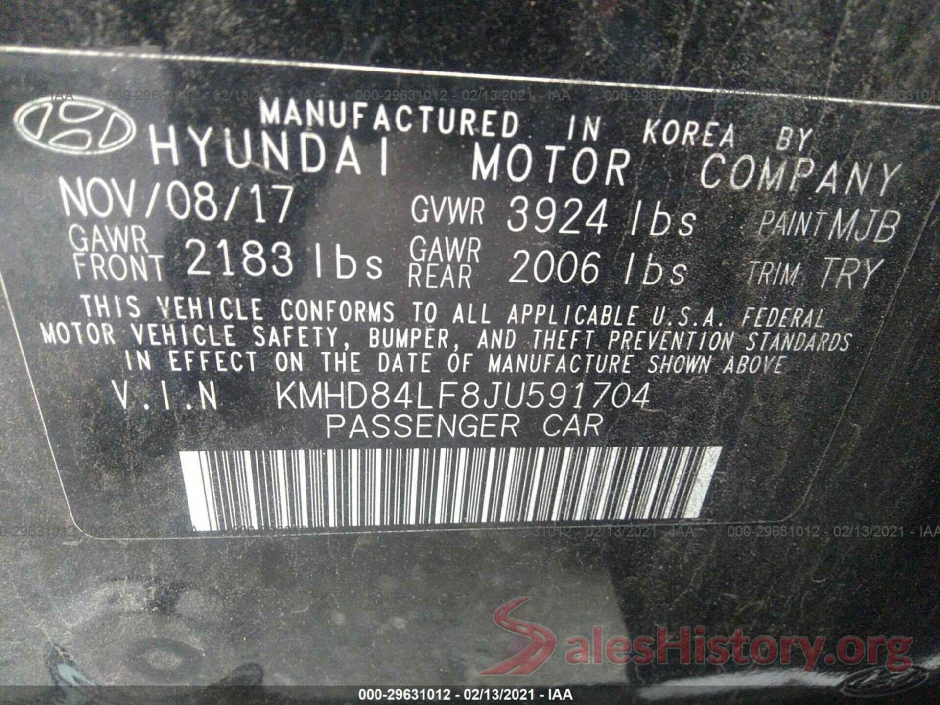 KMHD84LF8JU591704 2018 HYUNDAI ELANTRA