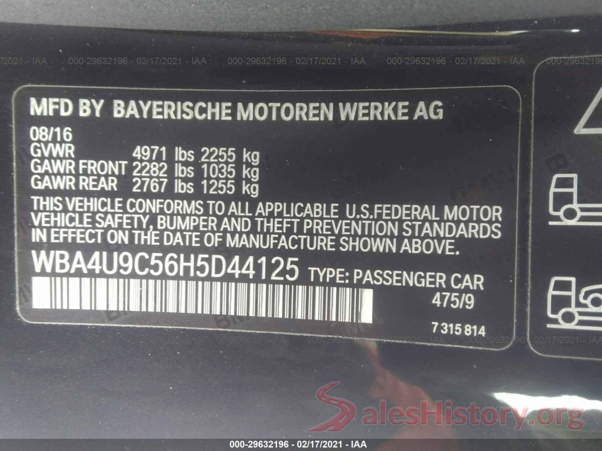 WBA4U9C56H5D44125 2017 BMW 4 SERIES