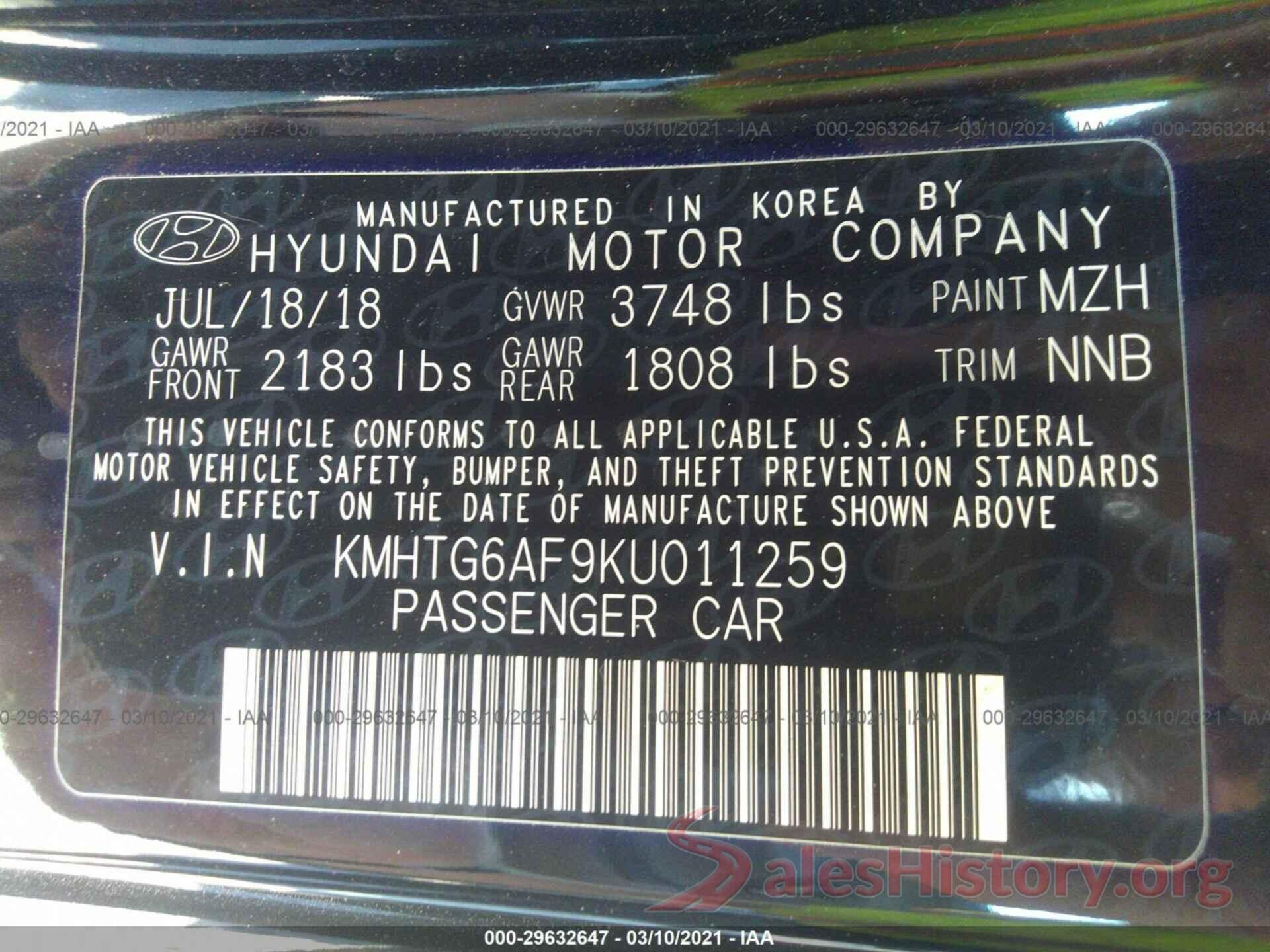 KMHTG6AF9KU011259 2019 HYUNDAI VELOSTER