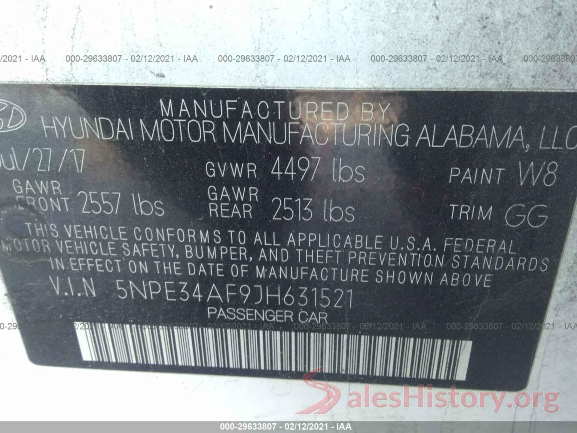 5NPE34AF9JH631521 2018 HYUNDAI SONATA