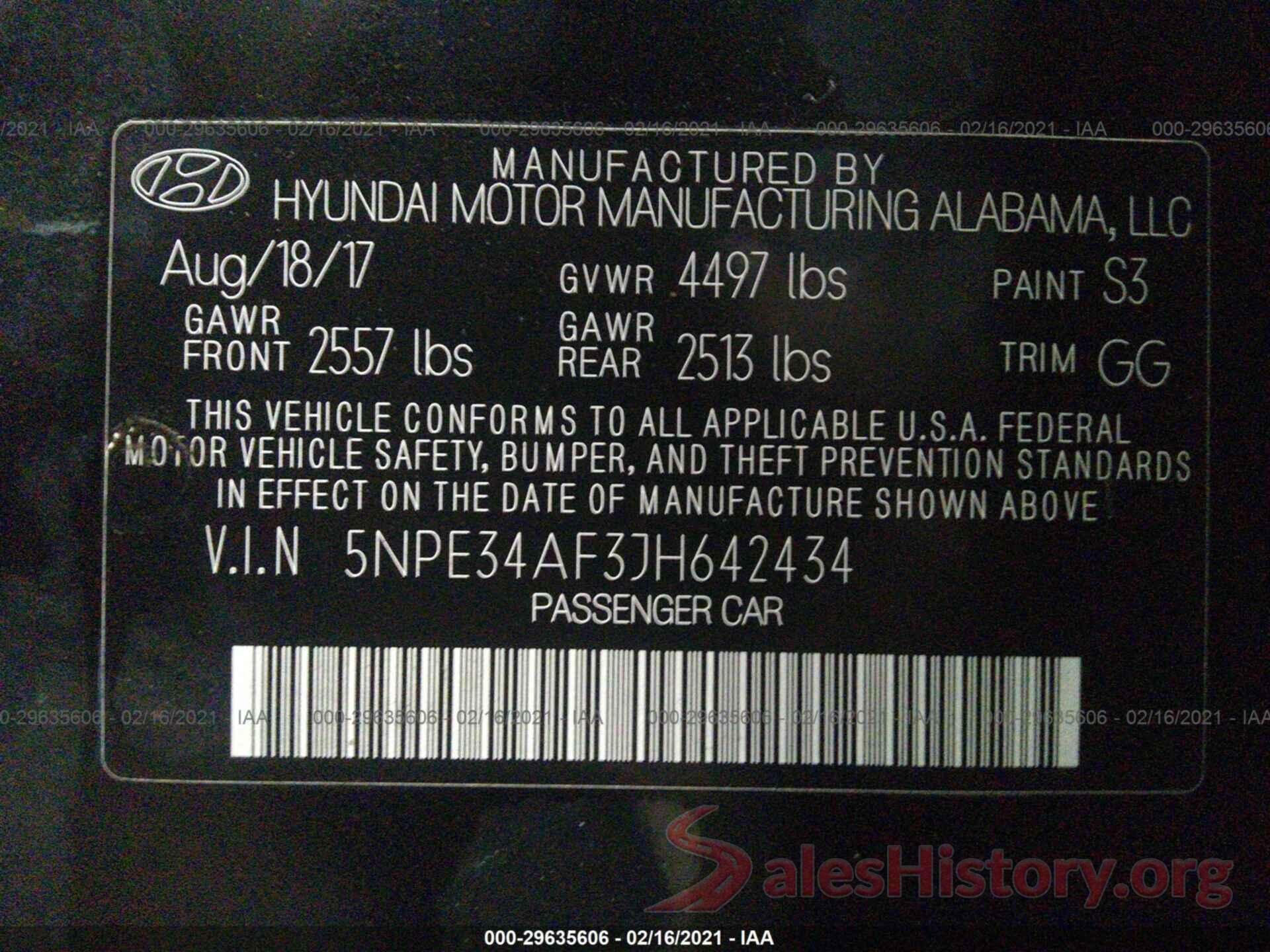 5NPE34AF3JH642434 2018 HYUNDAI SONATA