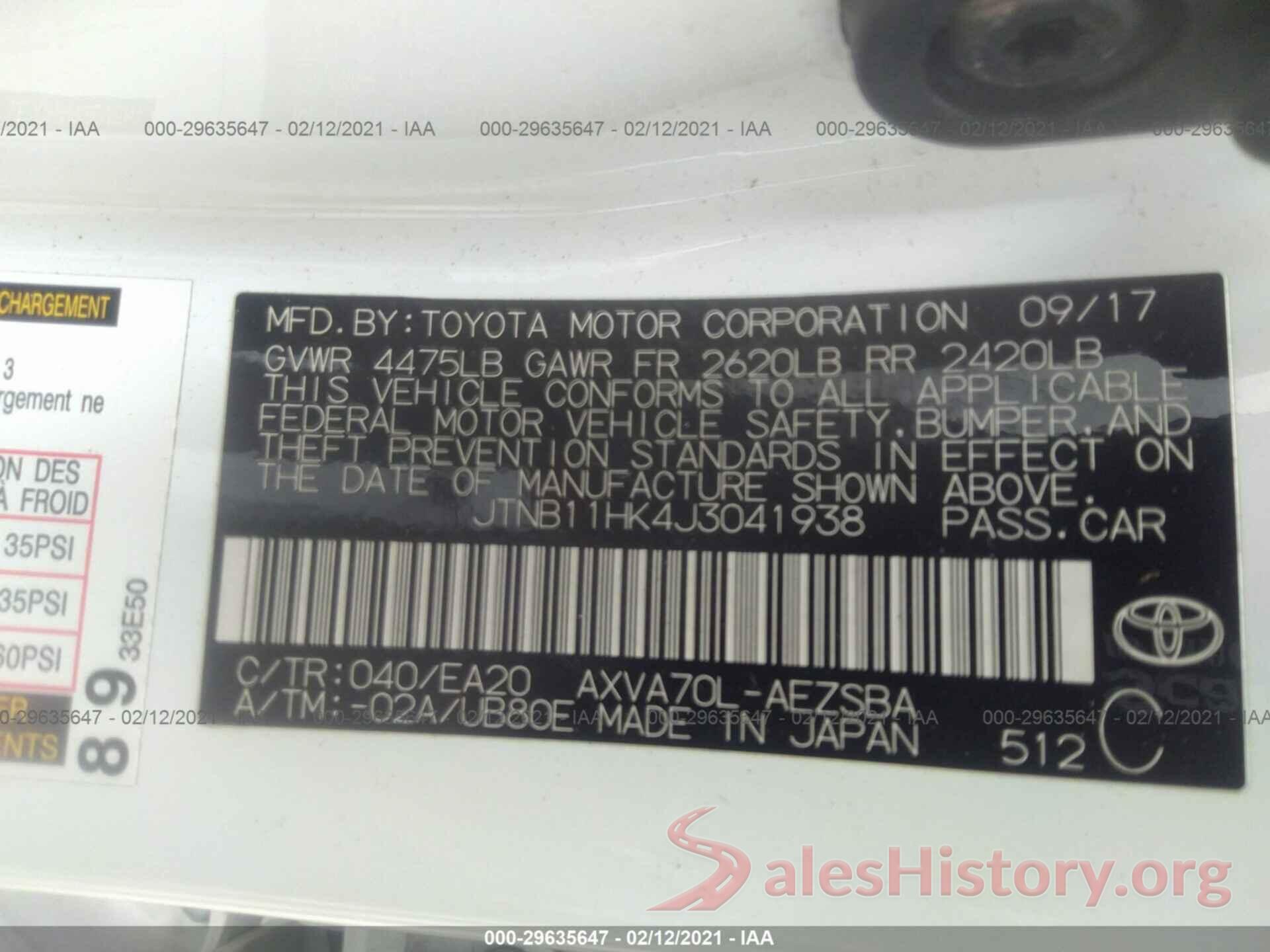 JTNB11HK4J3041938 2018 TOYOTA CAMRY