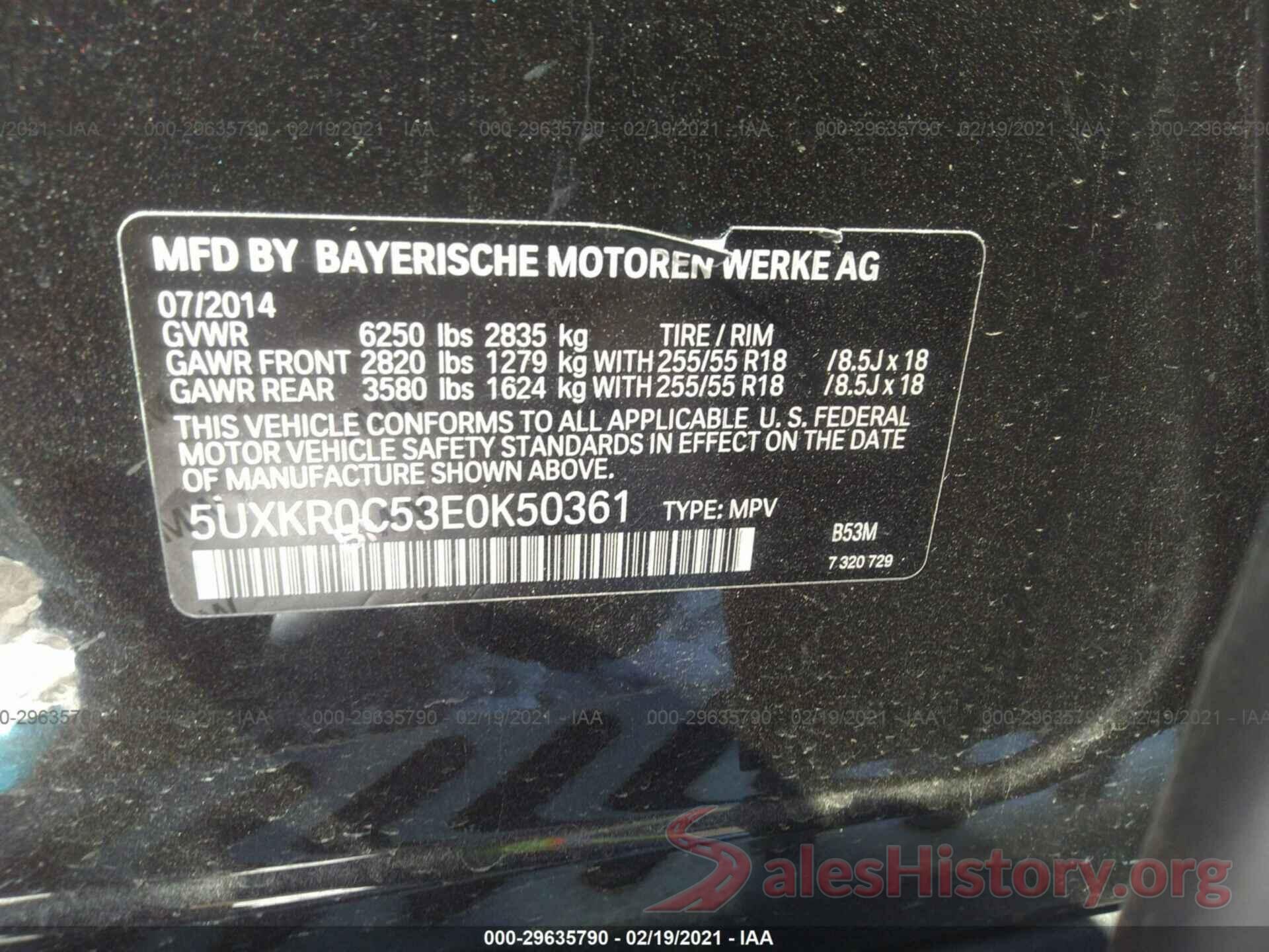 5UXKR0C53E0K50361 2014 BMW X5