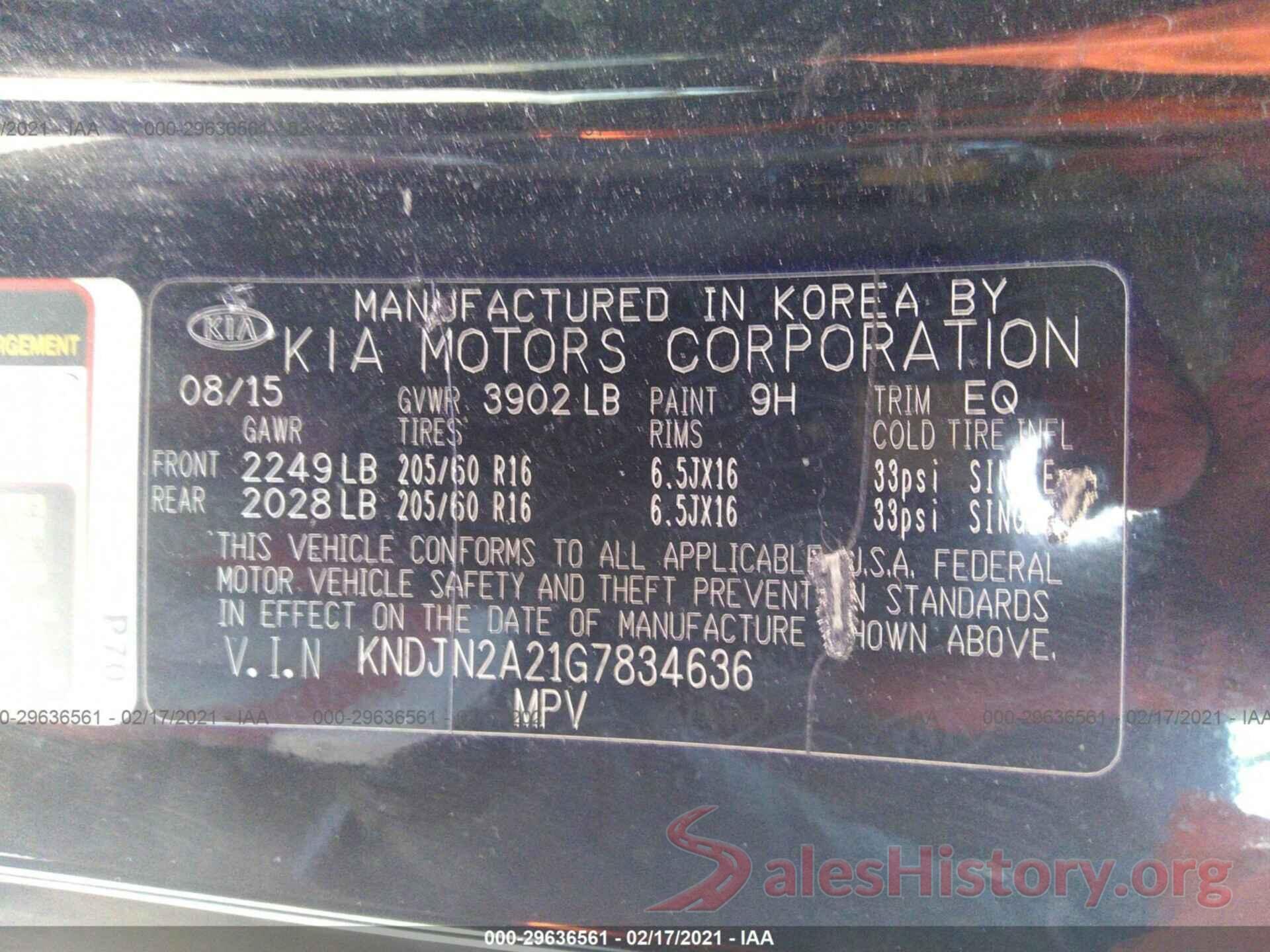 KNDJN2A21G7834636 2016 KIA SOUL