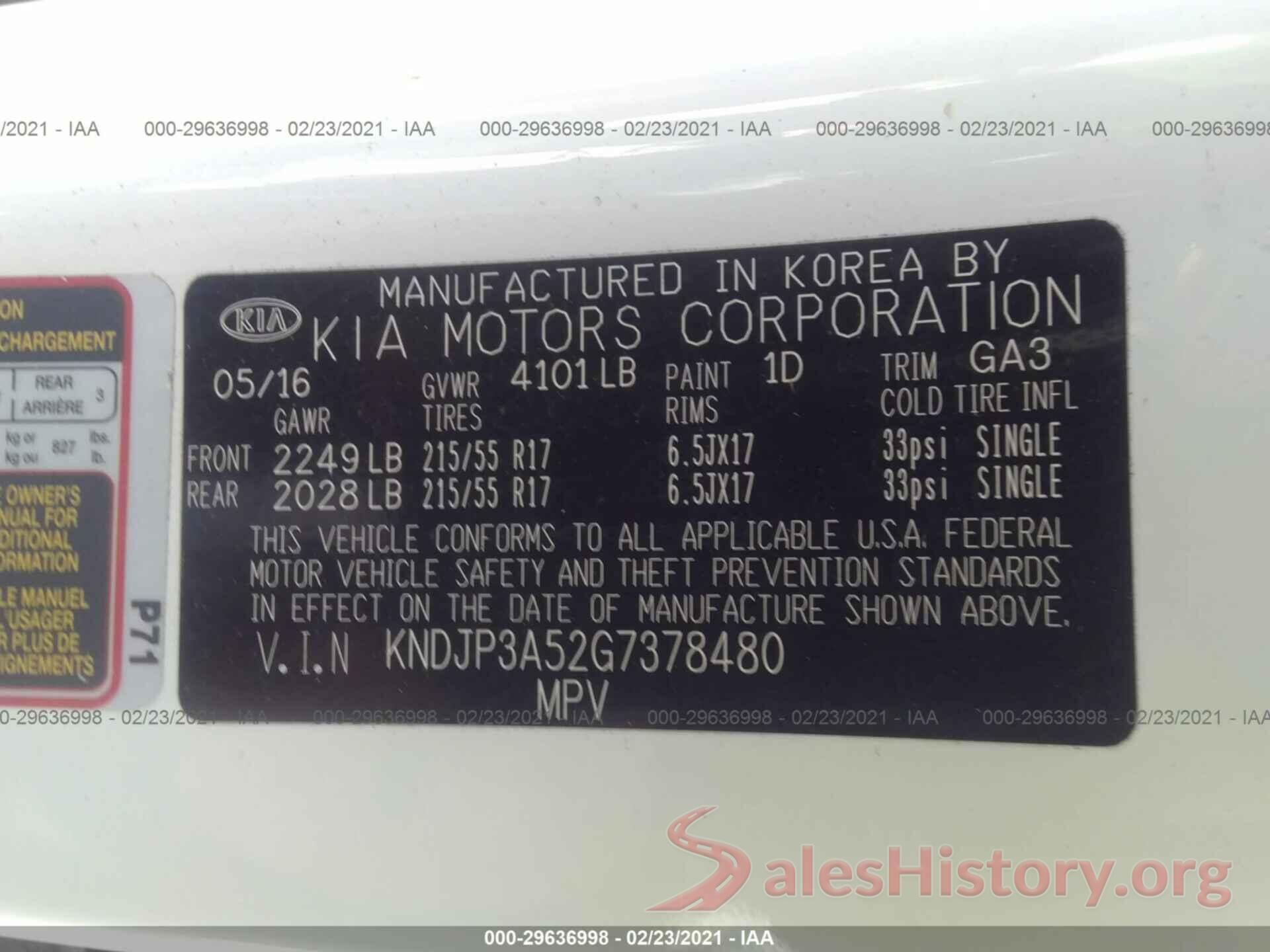 KNDJP3A52G7378480 2016 KIA SOUL