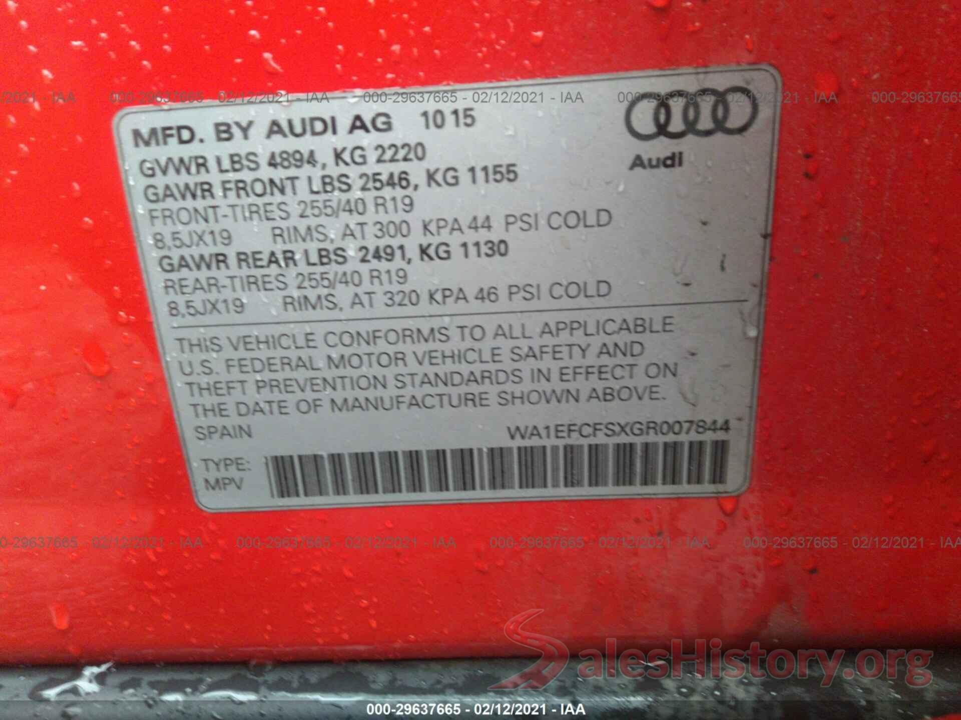 WA1EFCFSXGR007844 2016 AUDI Q3