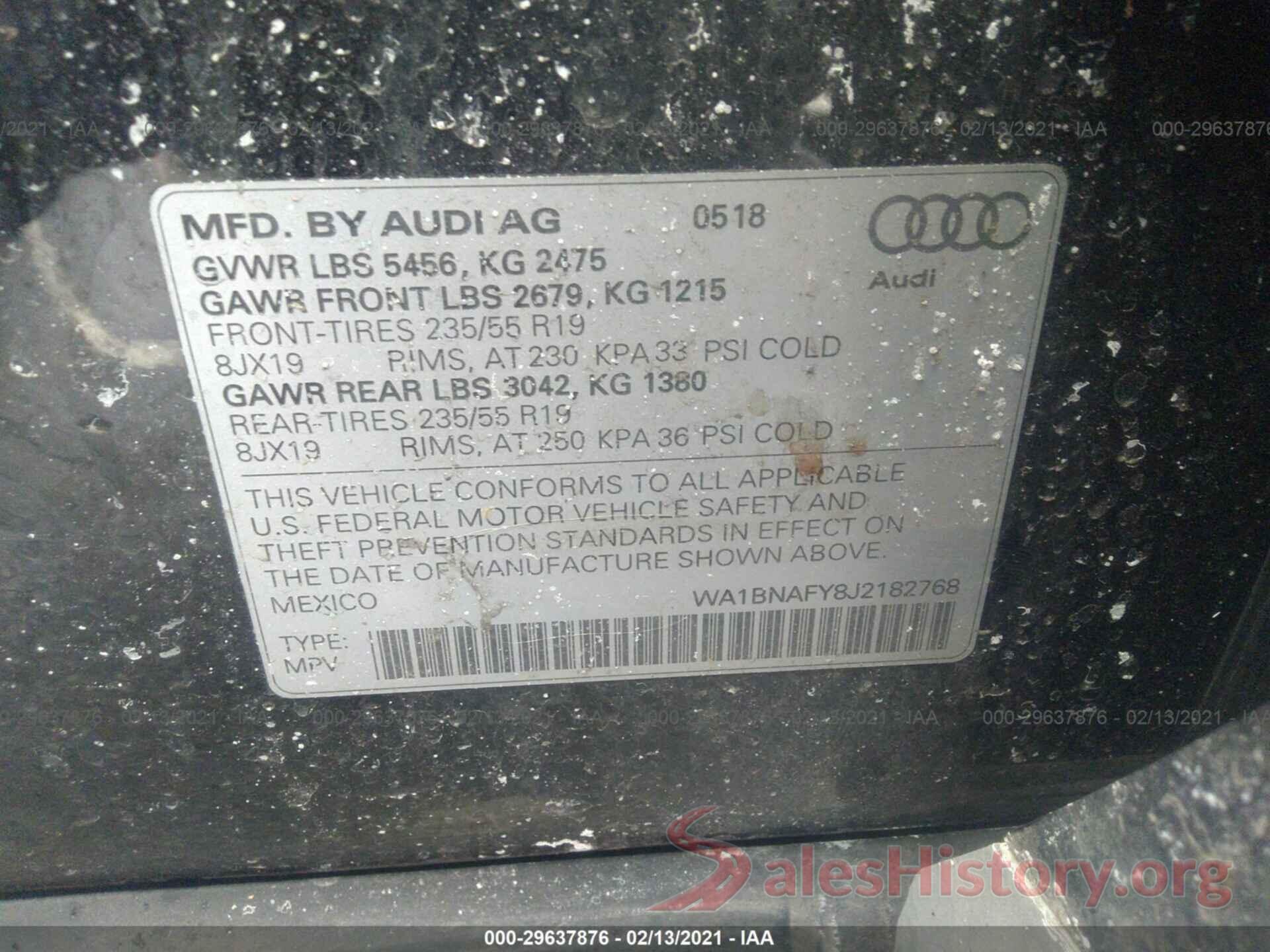 WA1BNAFY8J2182768 2018 AUDI Q5