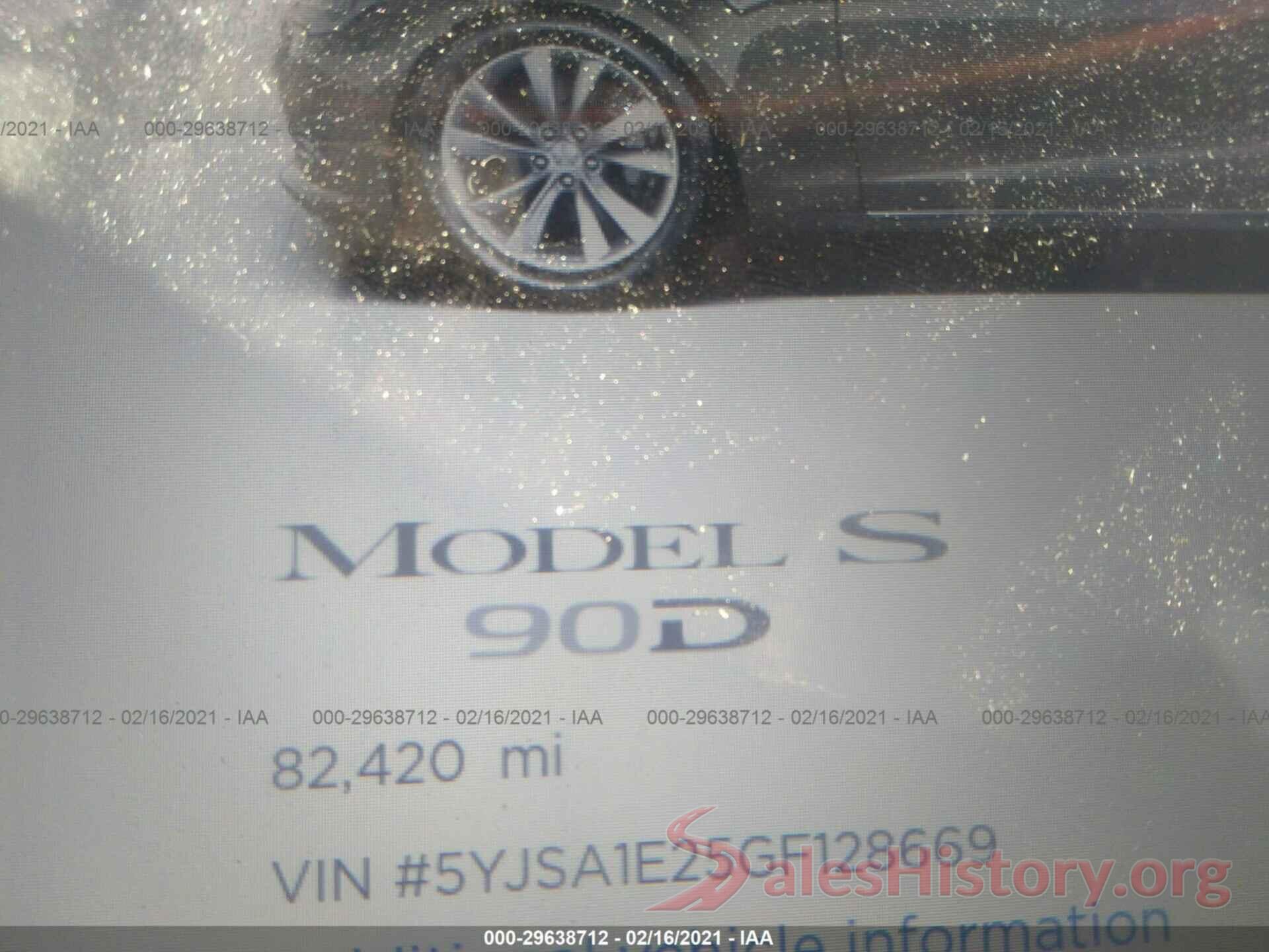 5YJSA1E25GF128669 2016 TESLA MODEL S