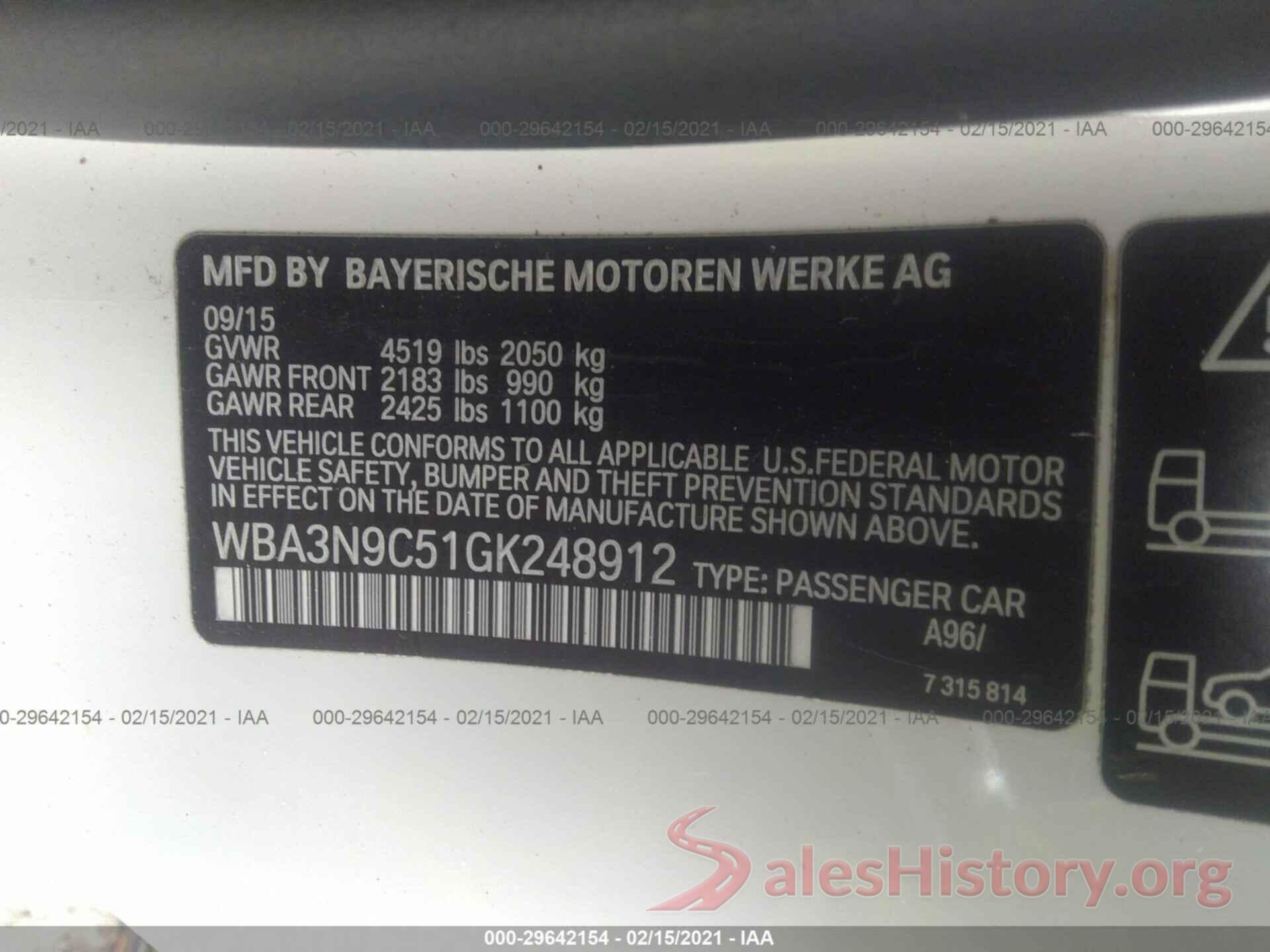 WBA3N9C51GK248912 2016 BMW 4 SERIES