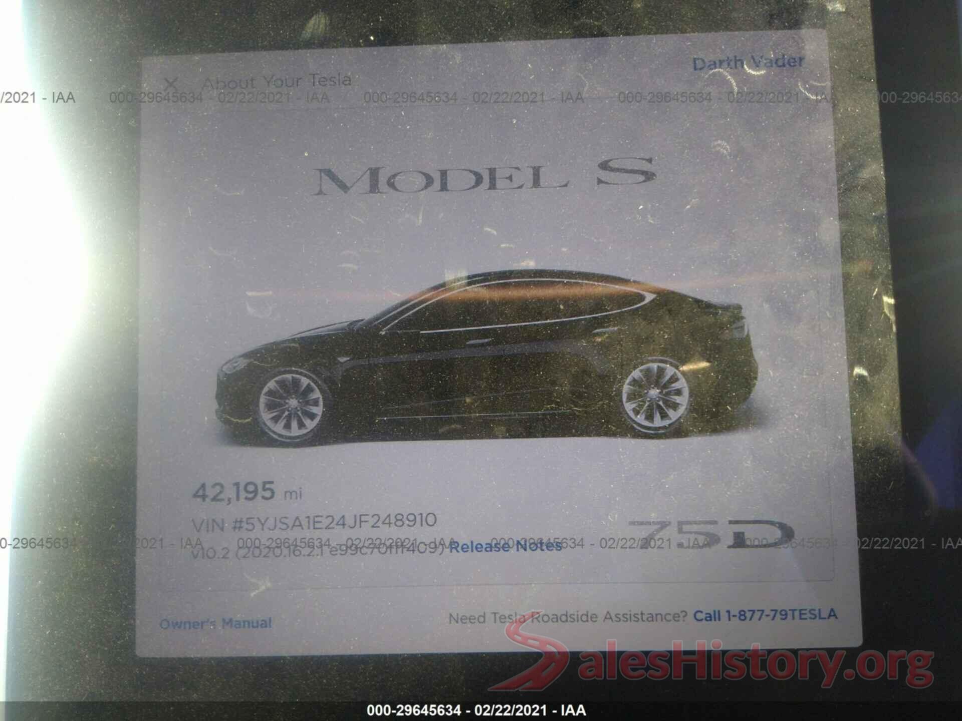 5YJSA1E24JF248910 2018 TESLA MODEL S