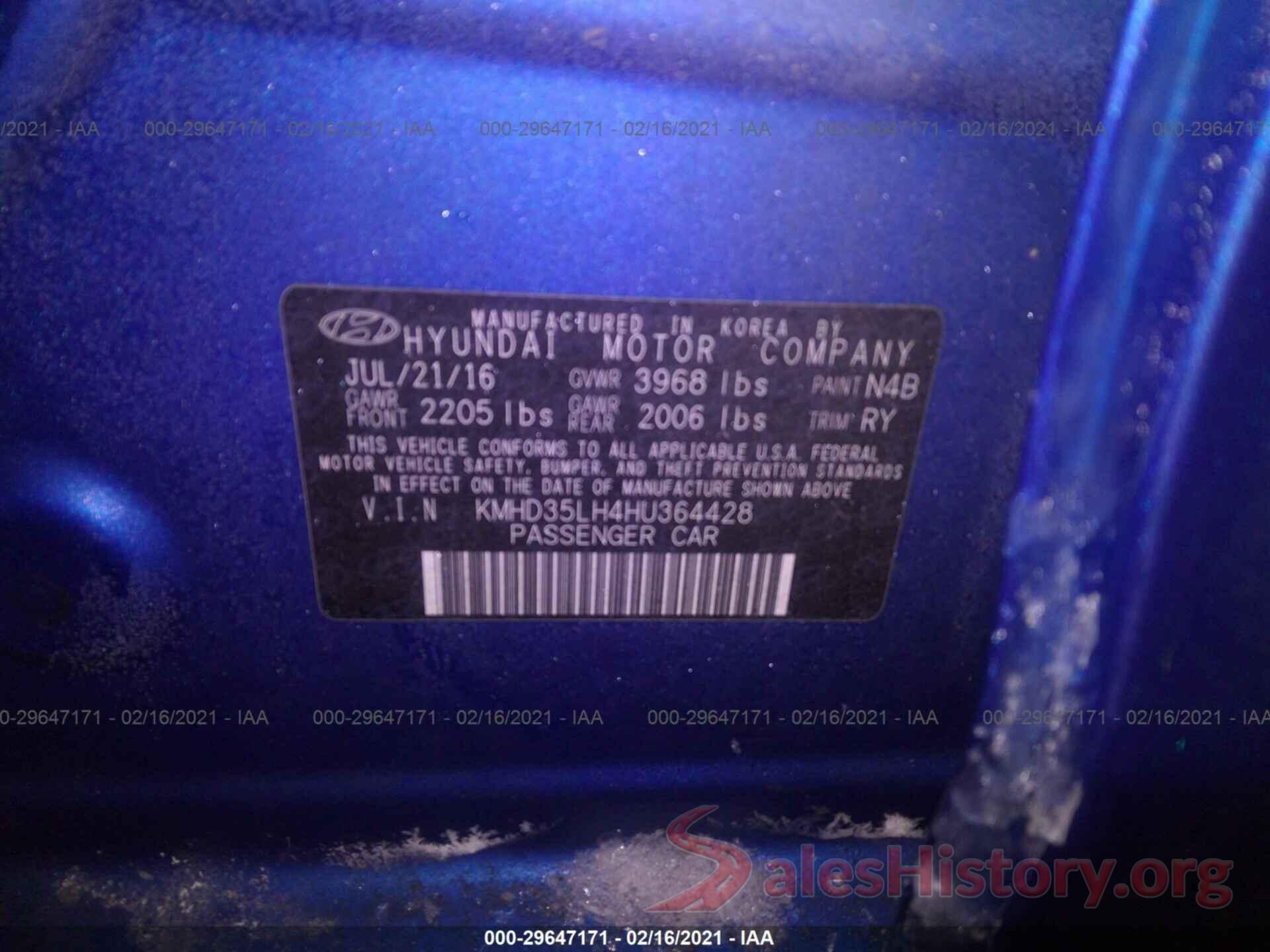 KMHD35LH4HU364428 2017 HYUNDAI ELANTRA GT