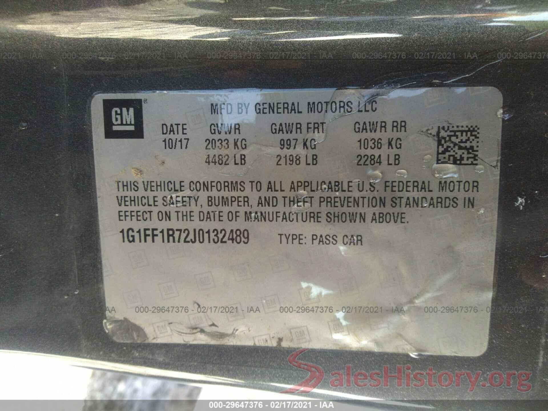 1G1FF1R72J0132489 2018 CHEVROLET CAMARO