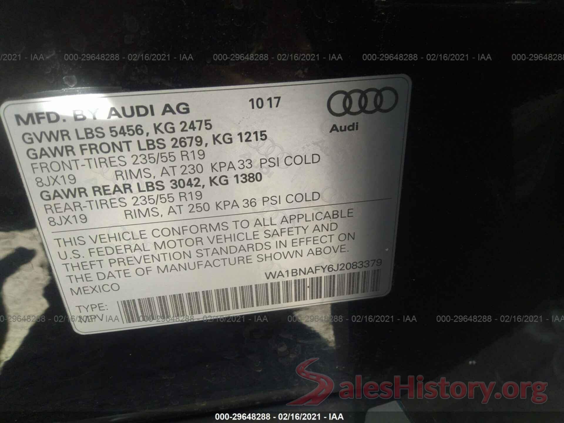 WA1BNAFY6J2083379 2018 AUDI Q5