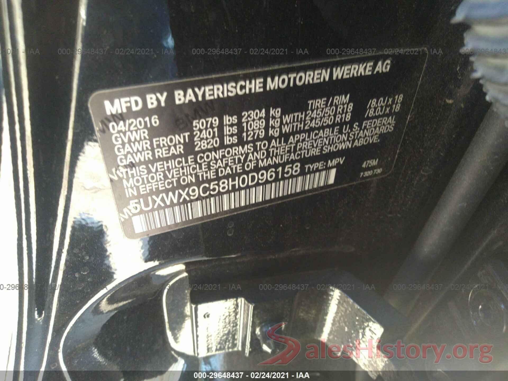 5UXWX9C58H0D96158 2017 BMW X3