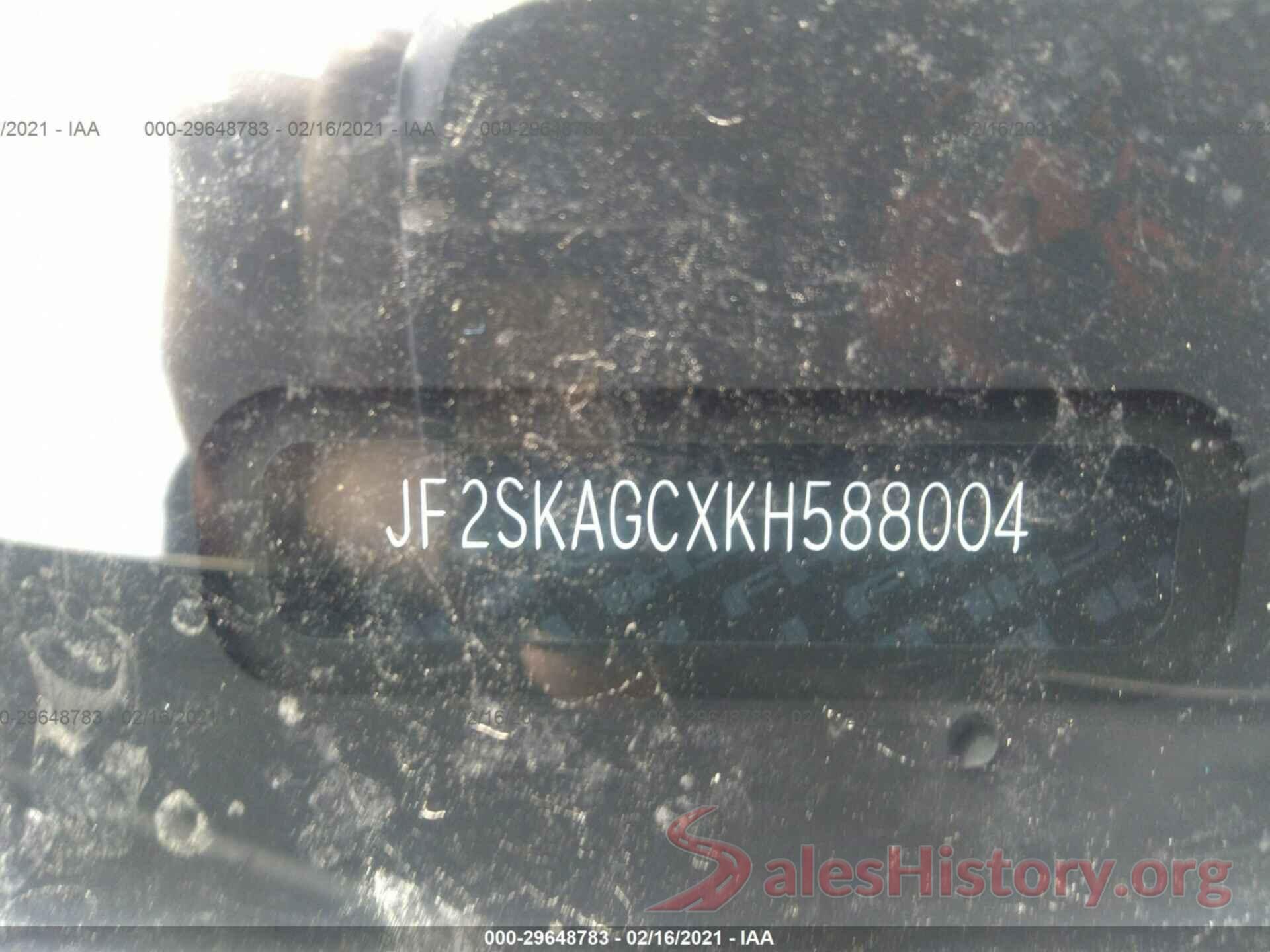 JF2SKAGCXKH588004 2019 SUBARU FORESTER