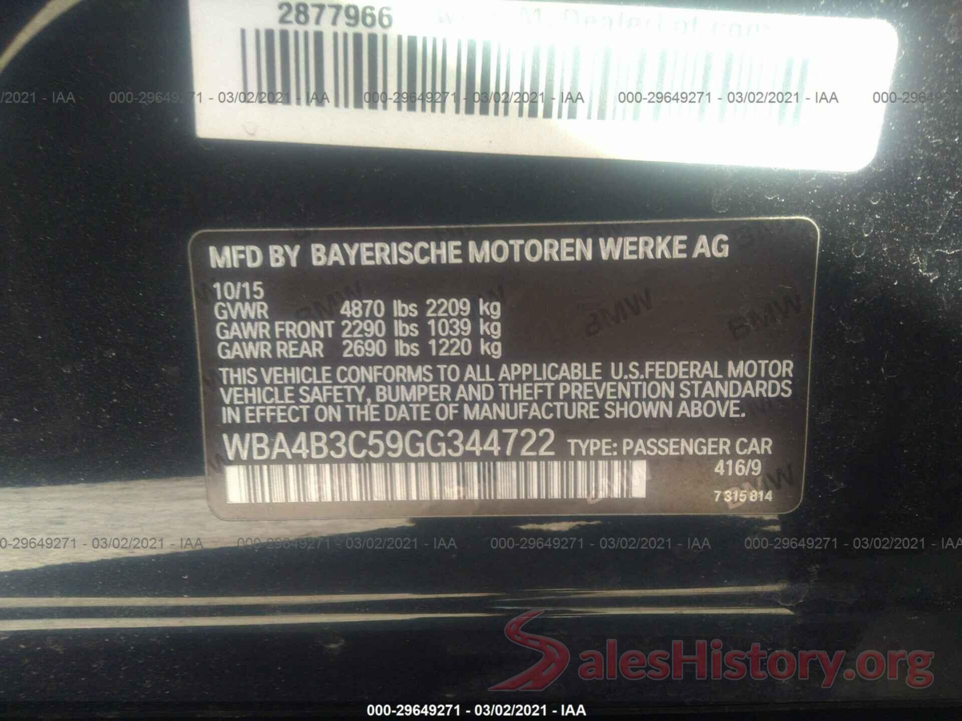 WBA4B3C59GG344722 2016 BMW 4 SERIES