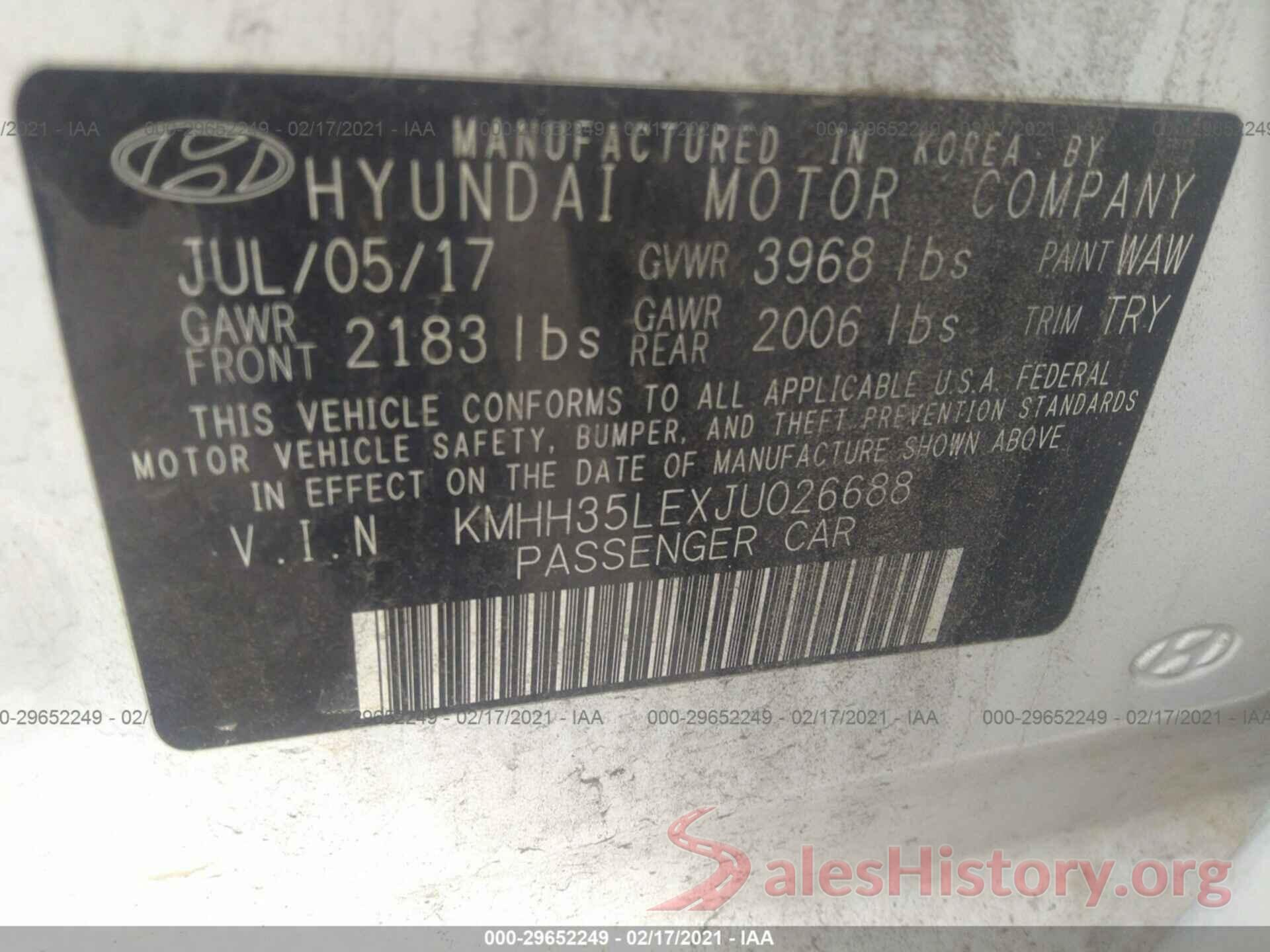 KMHH35LEXJU026688 2018 HYUNDAI ELANTRA GT