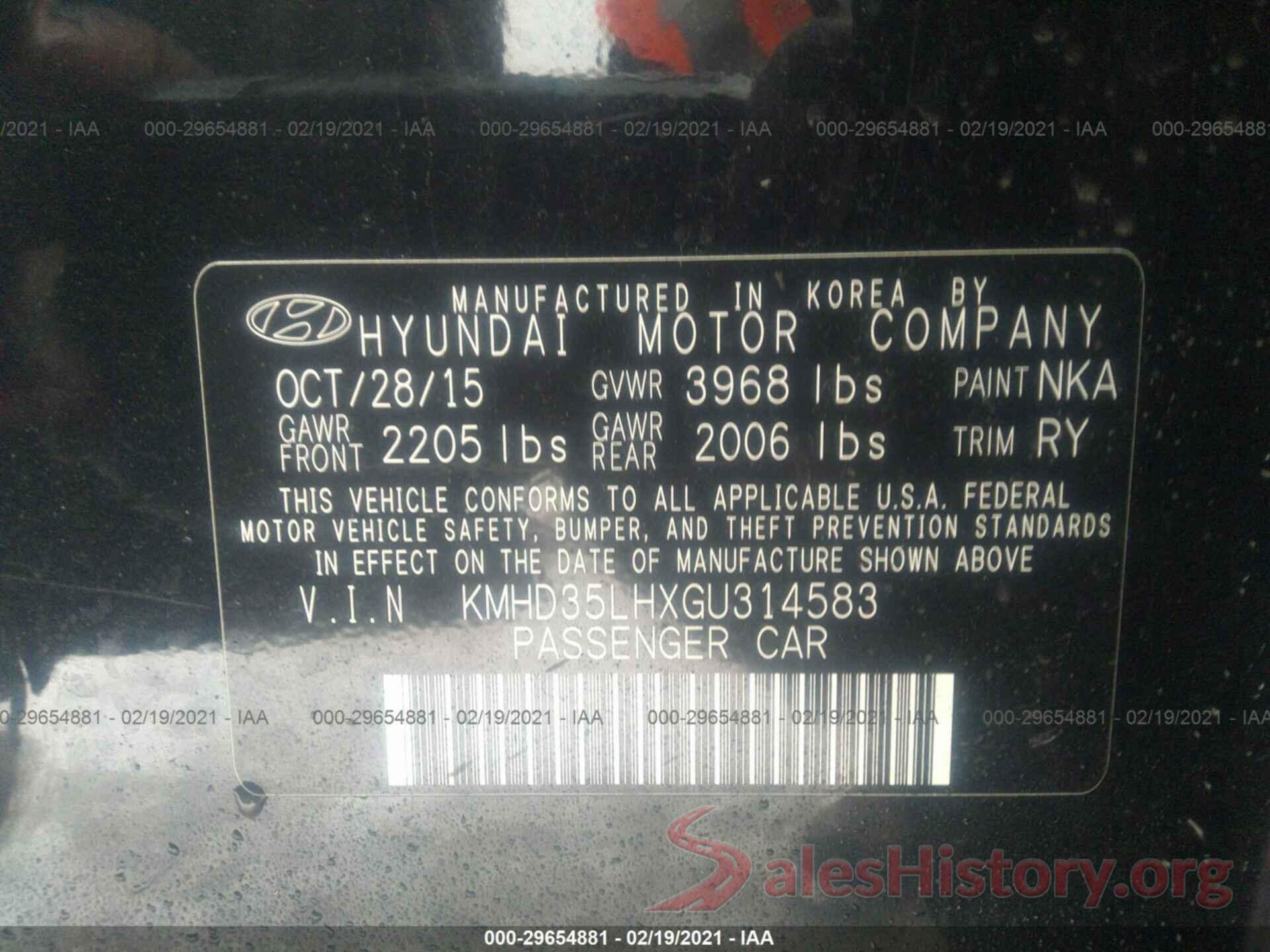 KMHD35LHXGU314583 2016 HYUNDAI ELANTRA GT