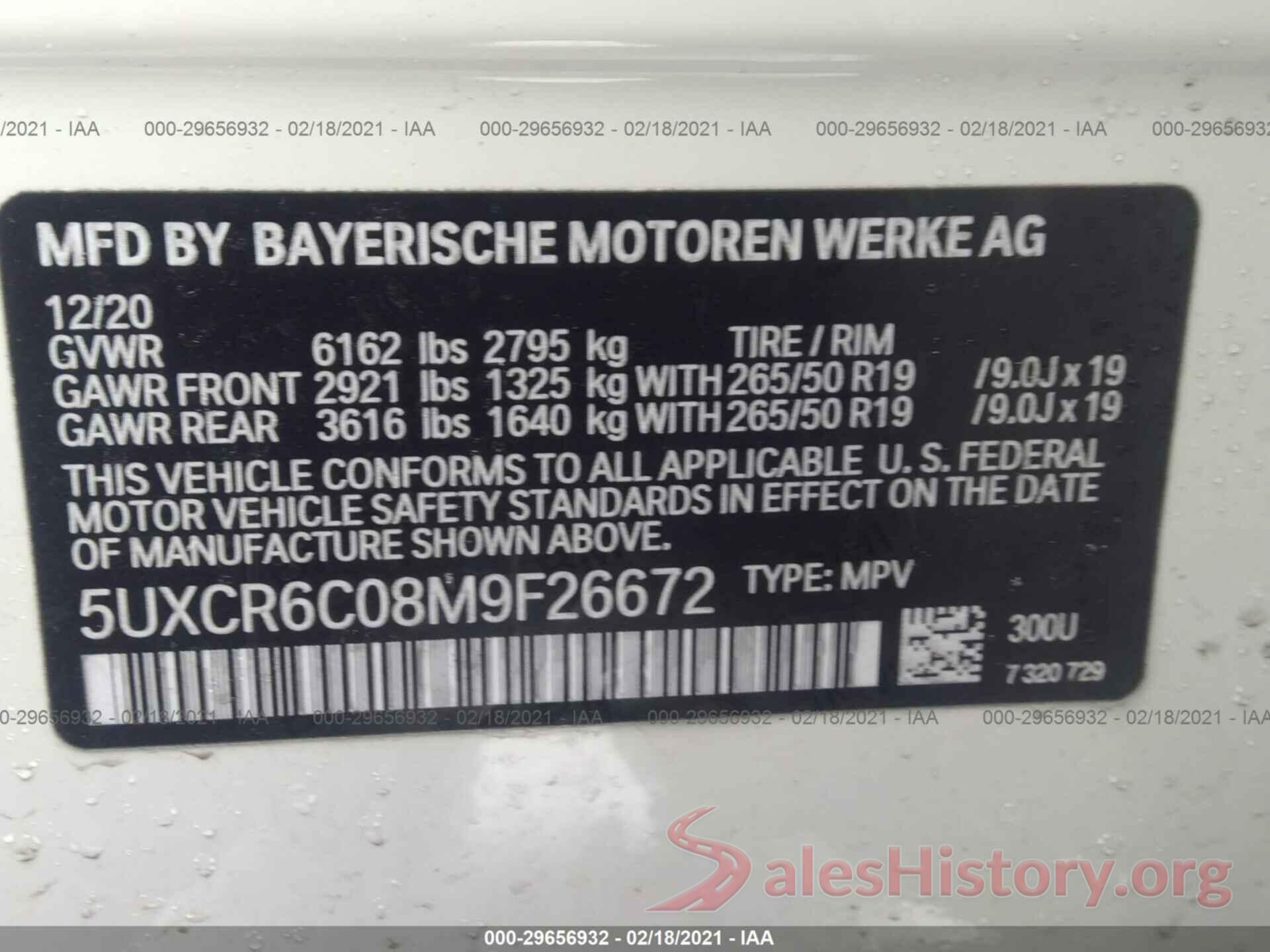 5UXCR6C08M9F26672 2021 BMW X5