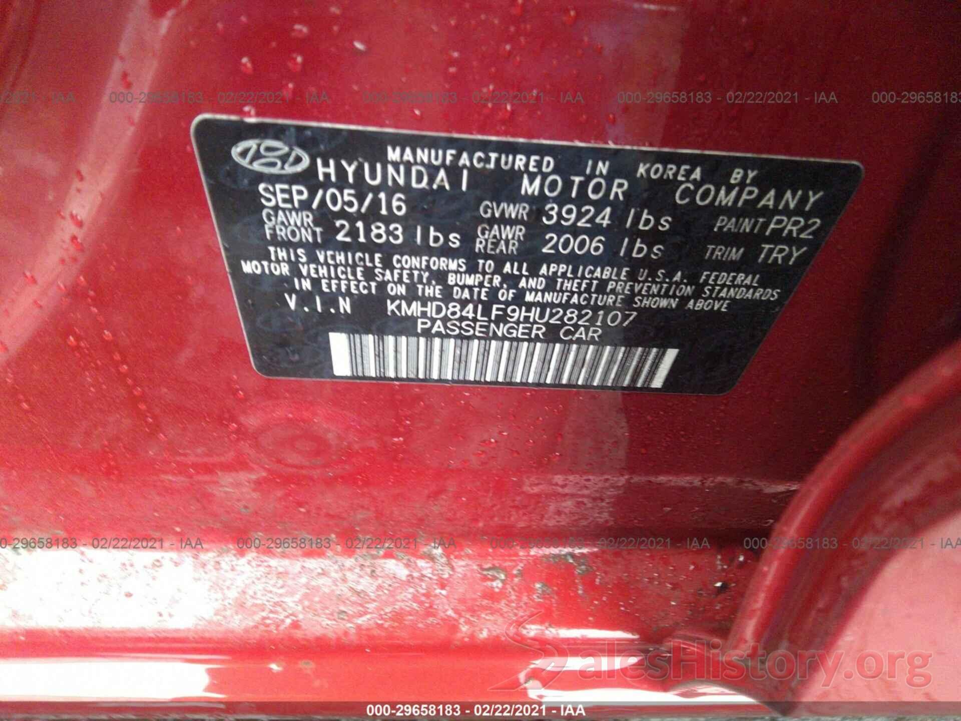 KMHD84LF9HU282107 2017 HYUNDAI ELANTRA