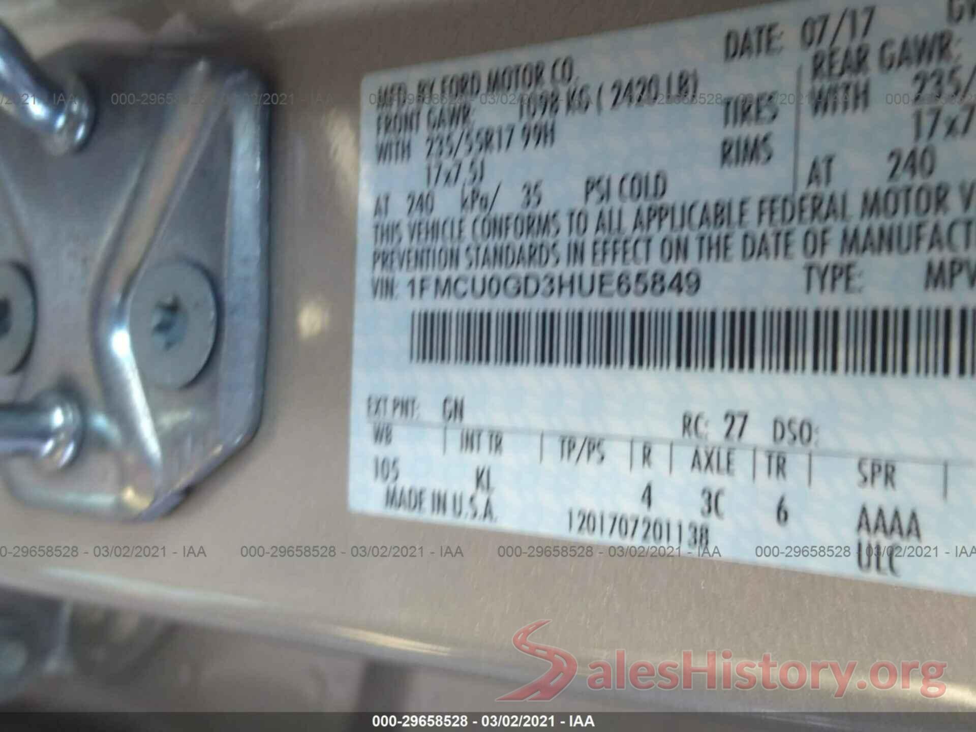 1FMCU0GD3HUE65849 2017 FORD ESCAPE