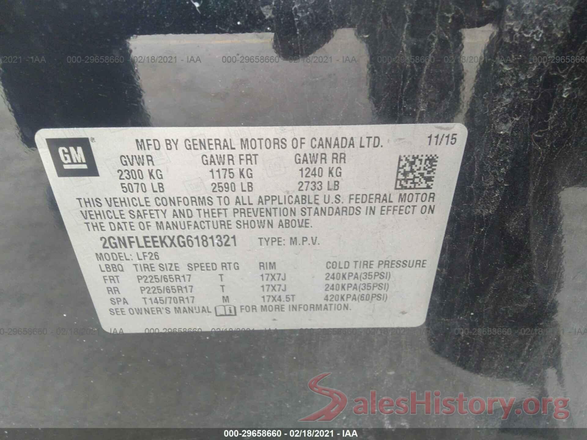 2GNFLEEKXG6181321 2016 CHEVROLET EQUINOX