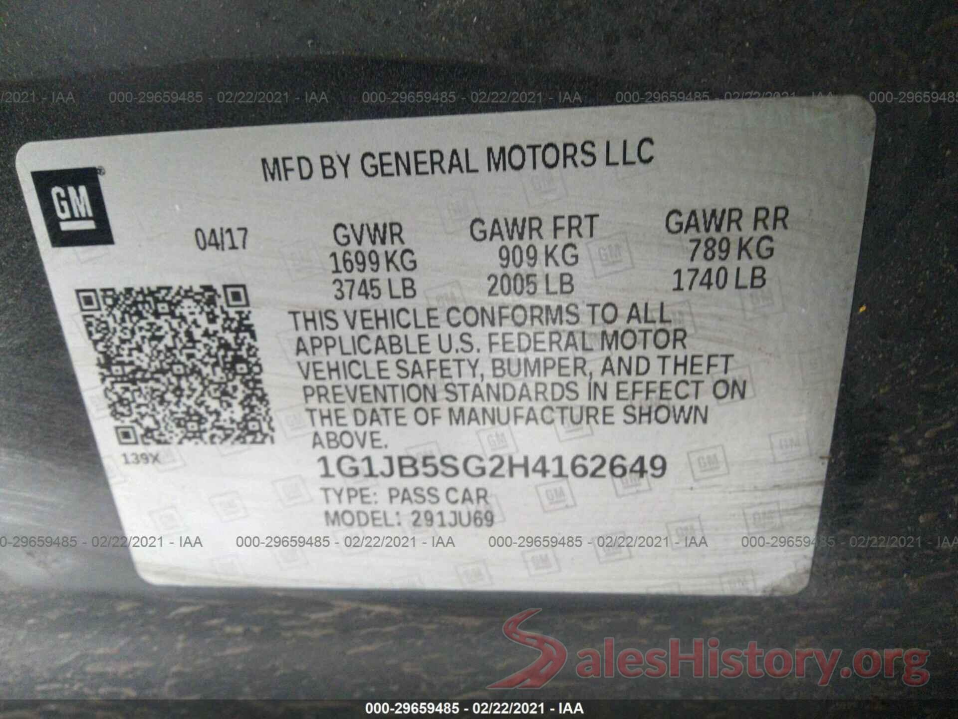 1G1JB5SG2H4162649 2017 CHEVROLET SONIC